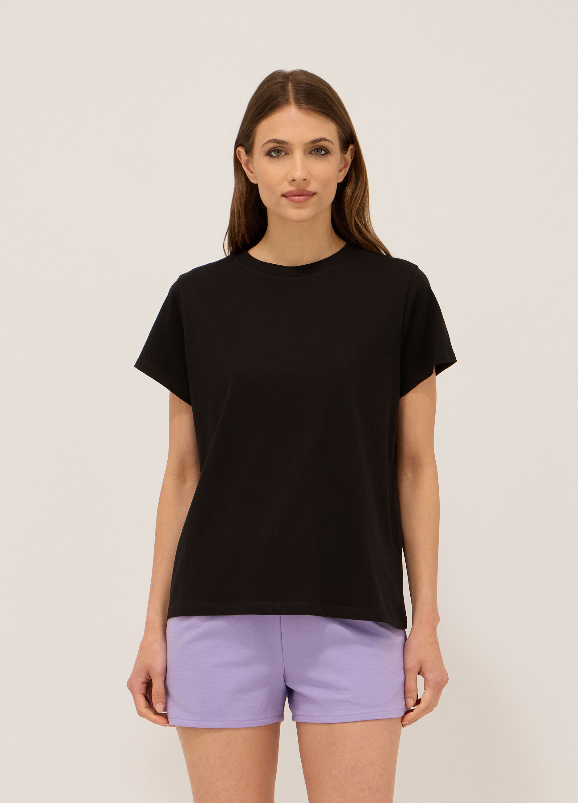 T-shirt in jersey di puro cotone donna_0