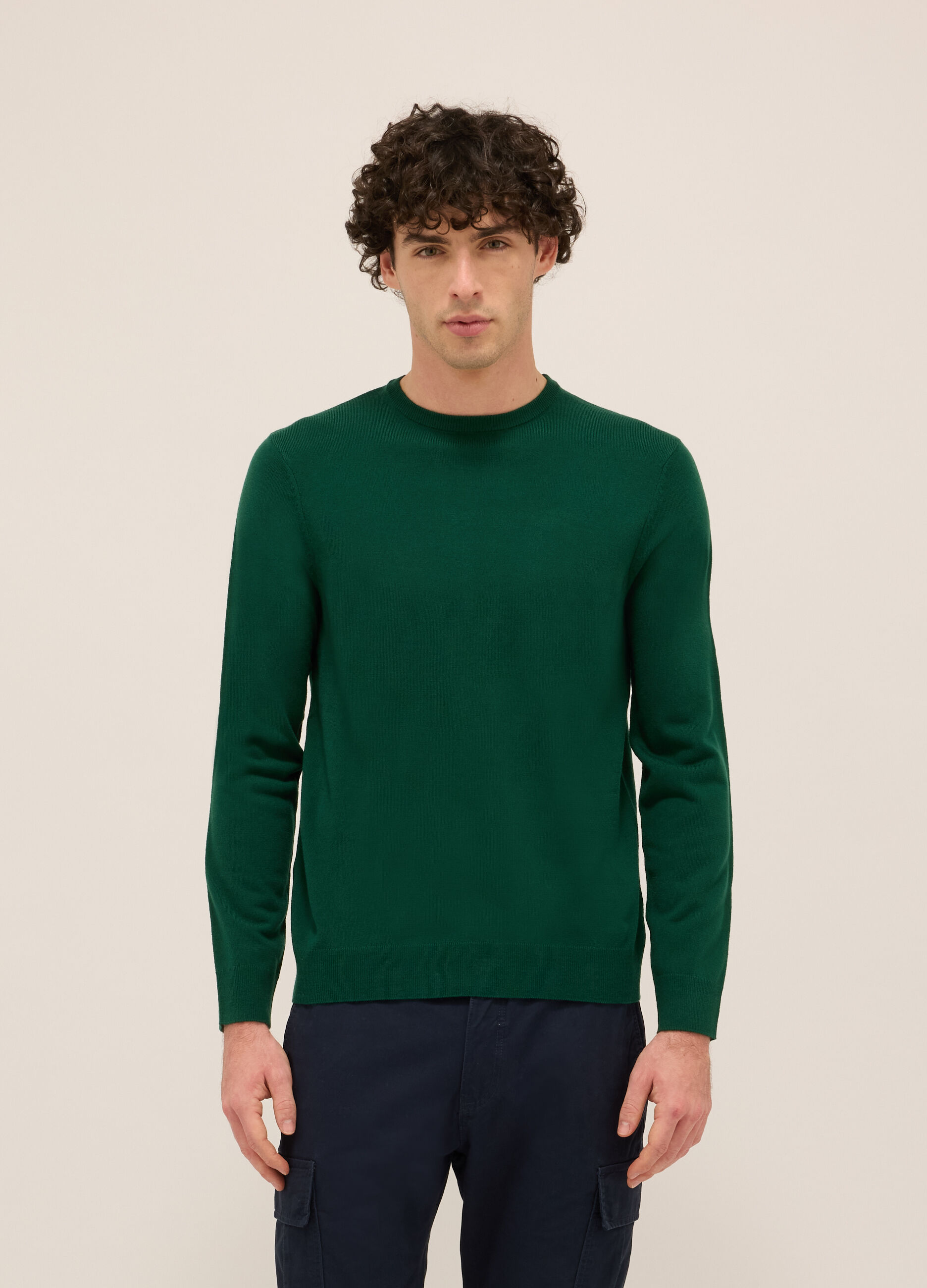 Maglione girocollo in maglia rasata uomo