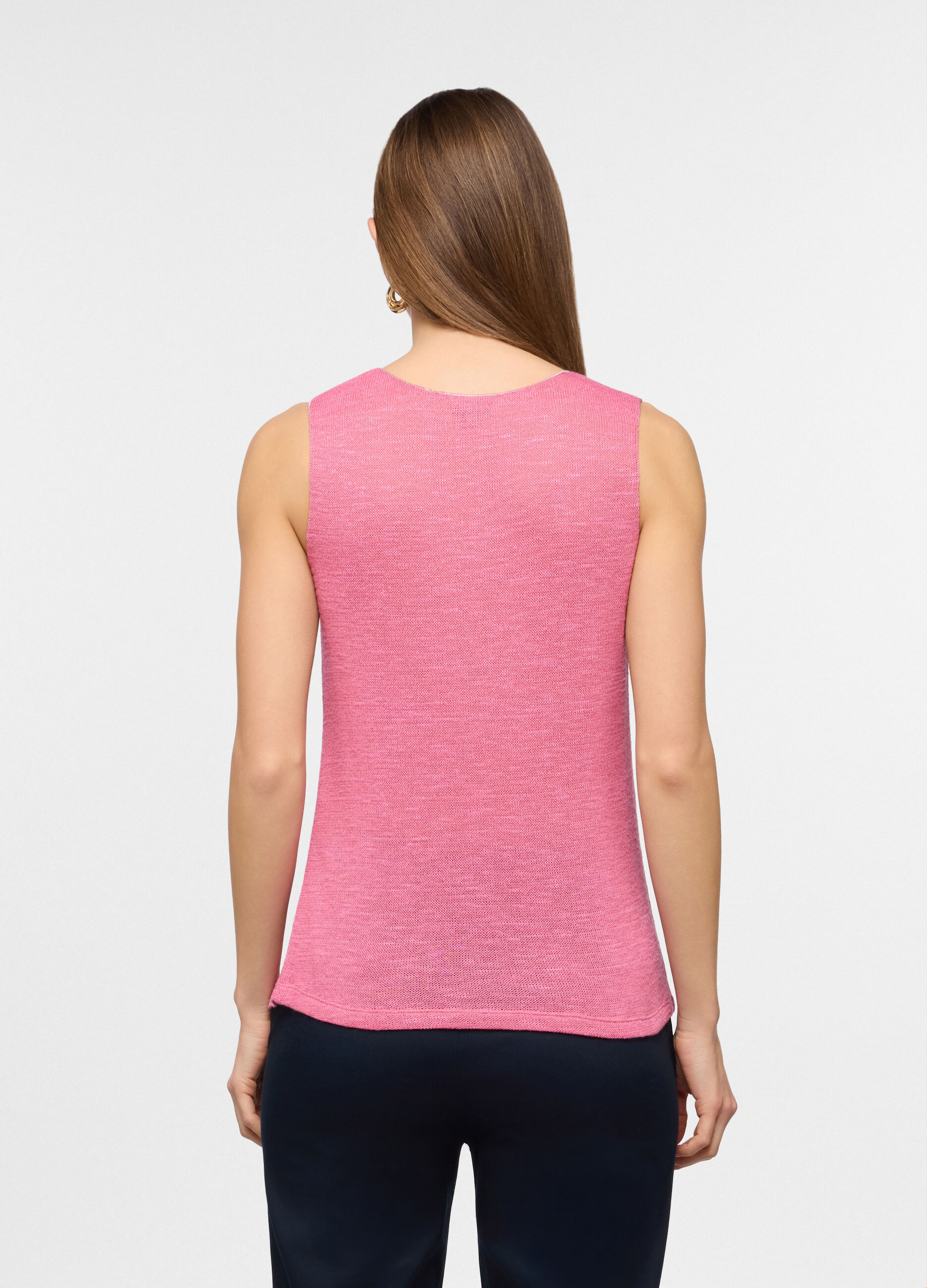 Canotta con scollo rotondo stretch in filo lurex donna_1