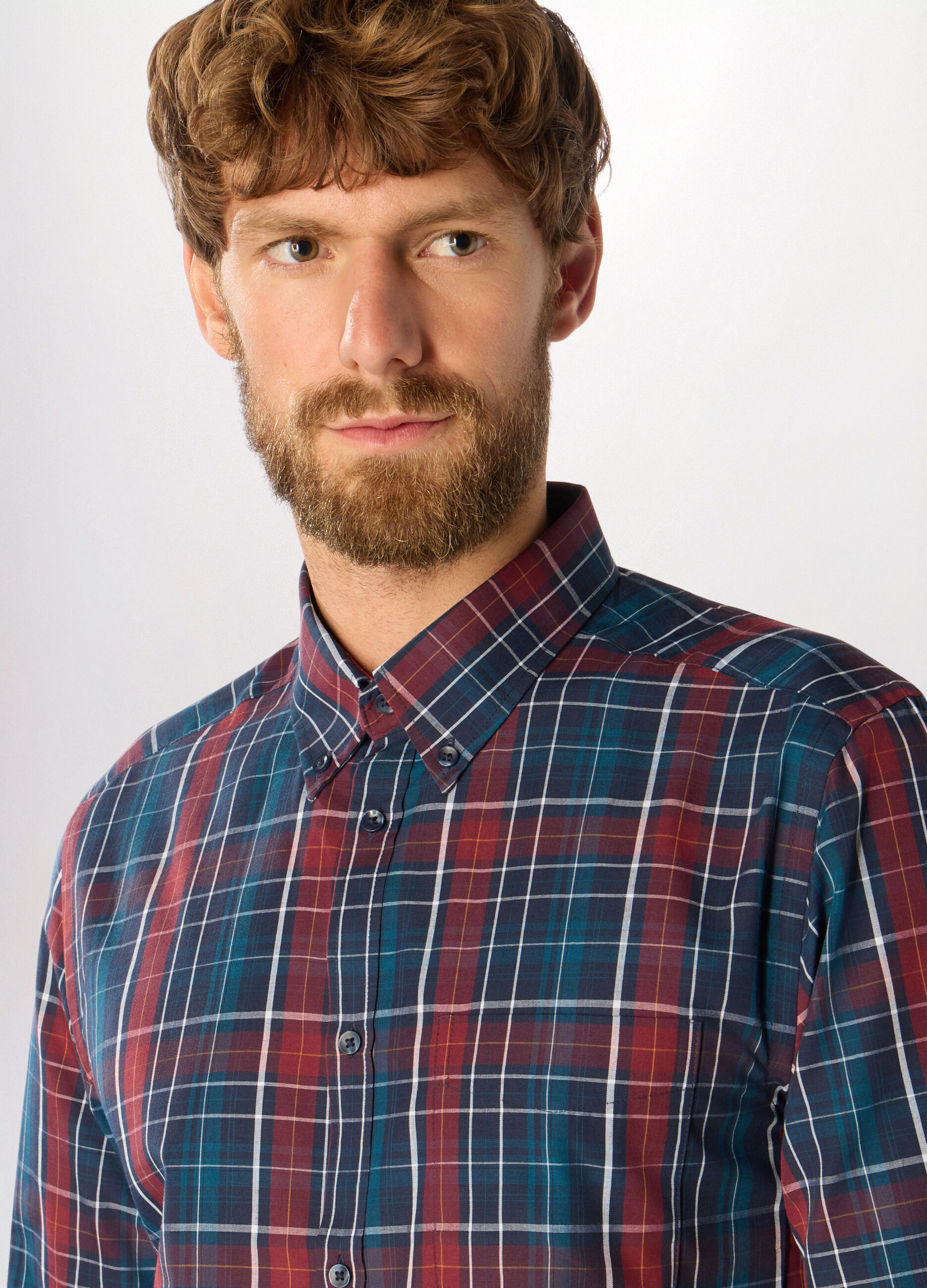 Camicia in misto cotone a quadri uomo_2