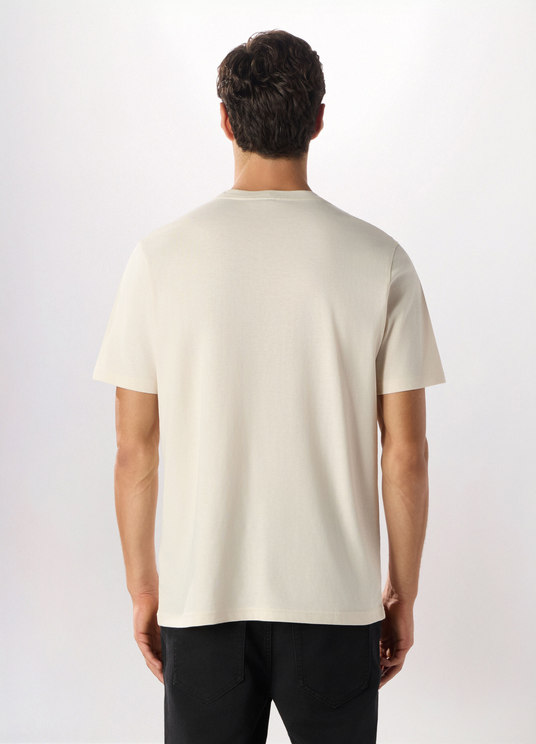 T-shirt girocollo con stampa David Bowie in cotone uomo_1