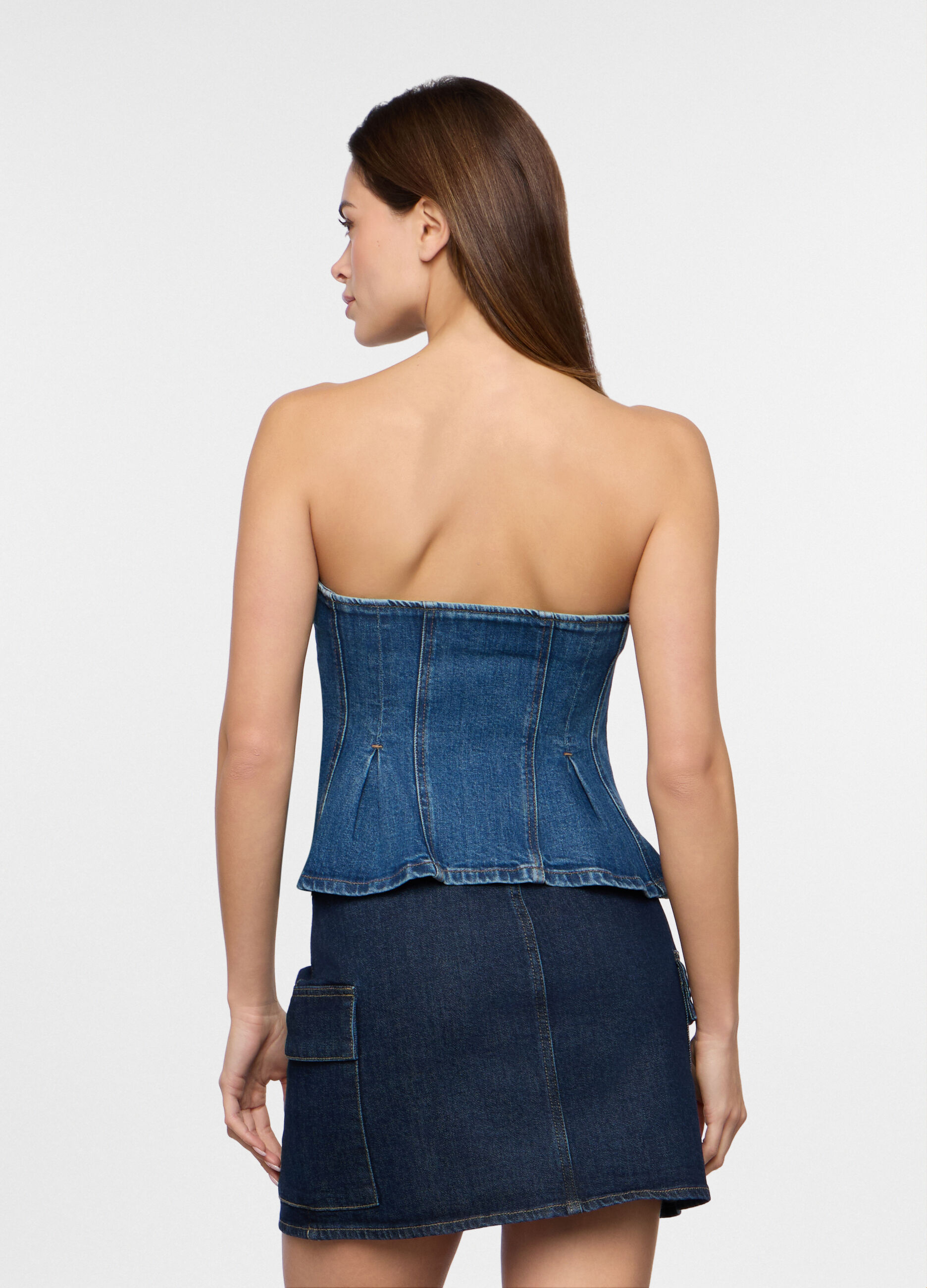 Top in denim di puro cotone donna_1