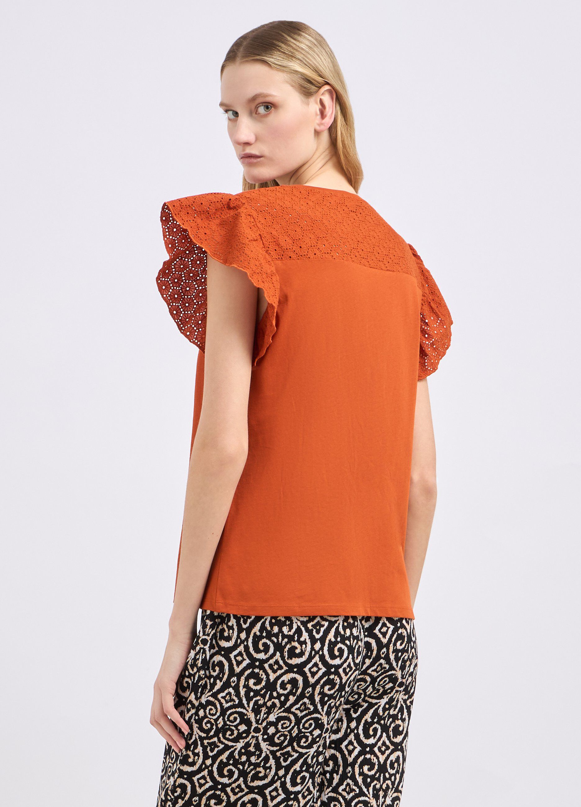 T-shirt in puro cotone con maniche ad aletta donna_1