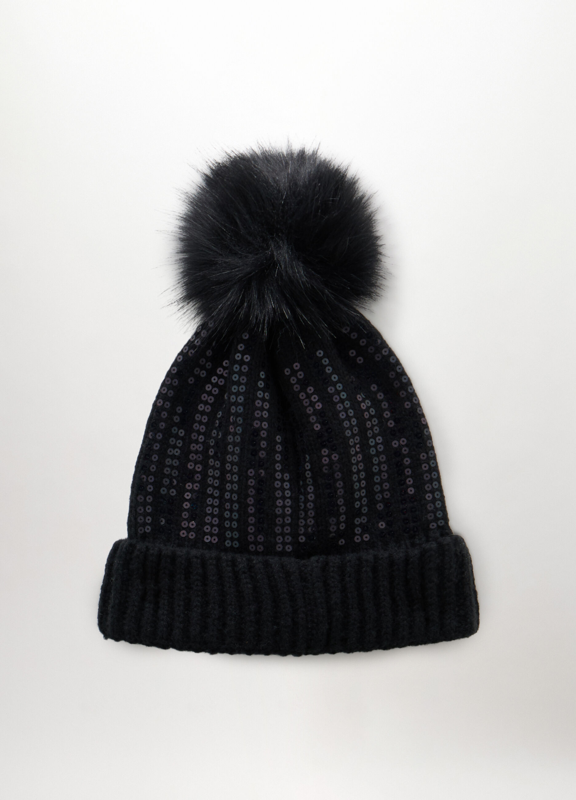 Berretto tricot con pon pom donna_0