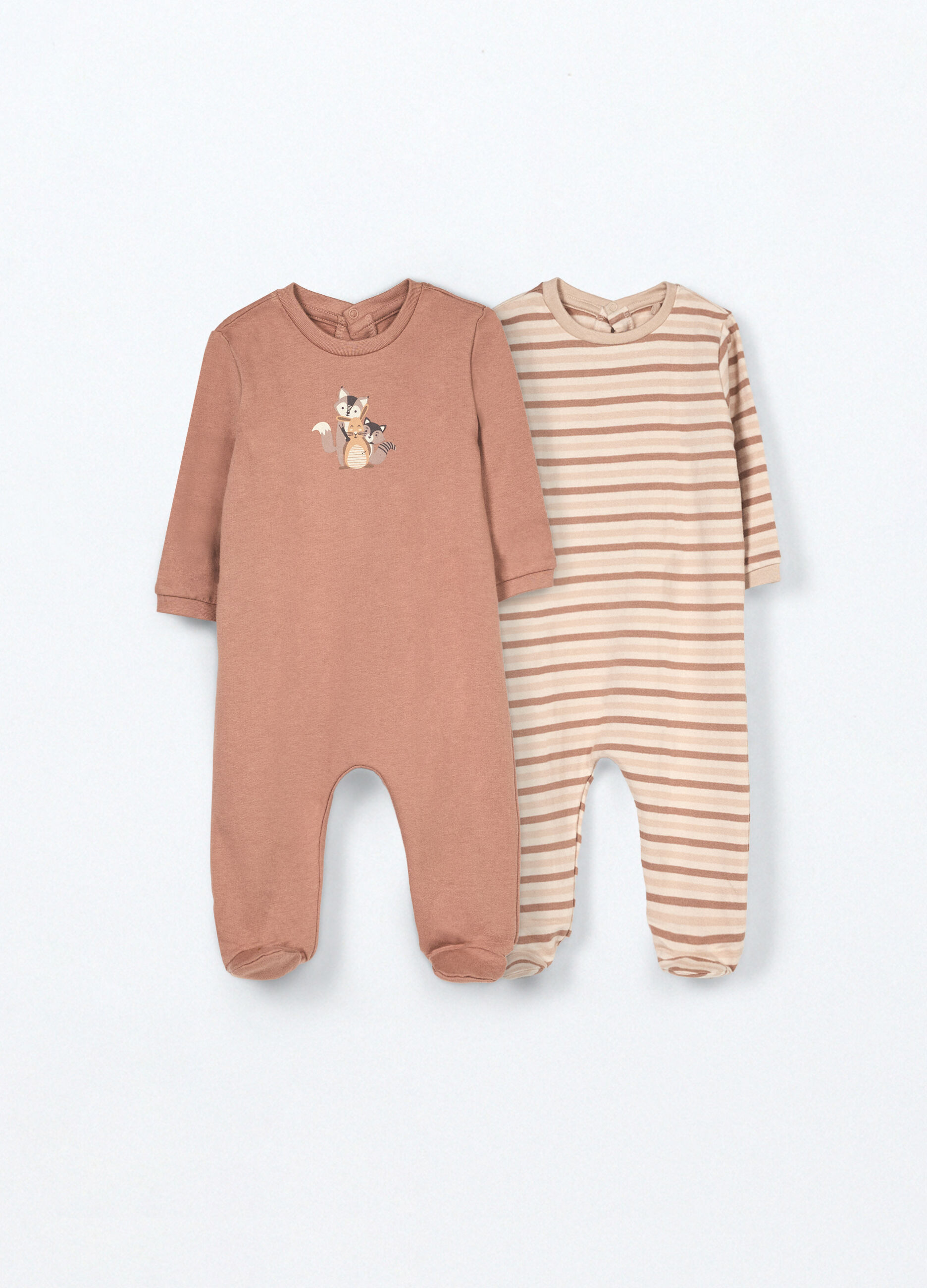 Pack 2 pigiami interi in puro cotone fleece neonato_0