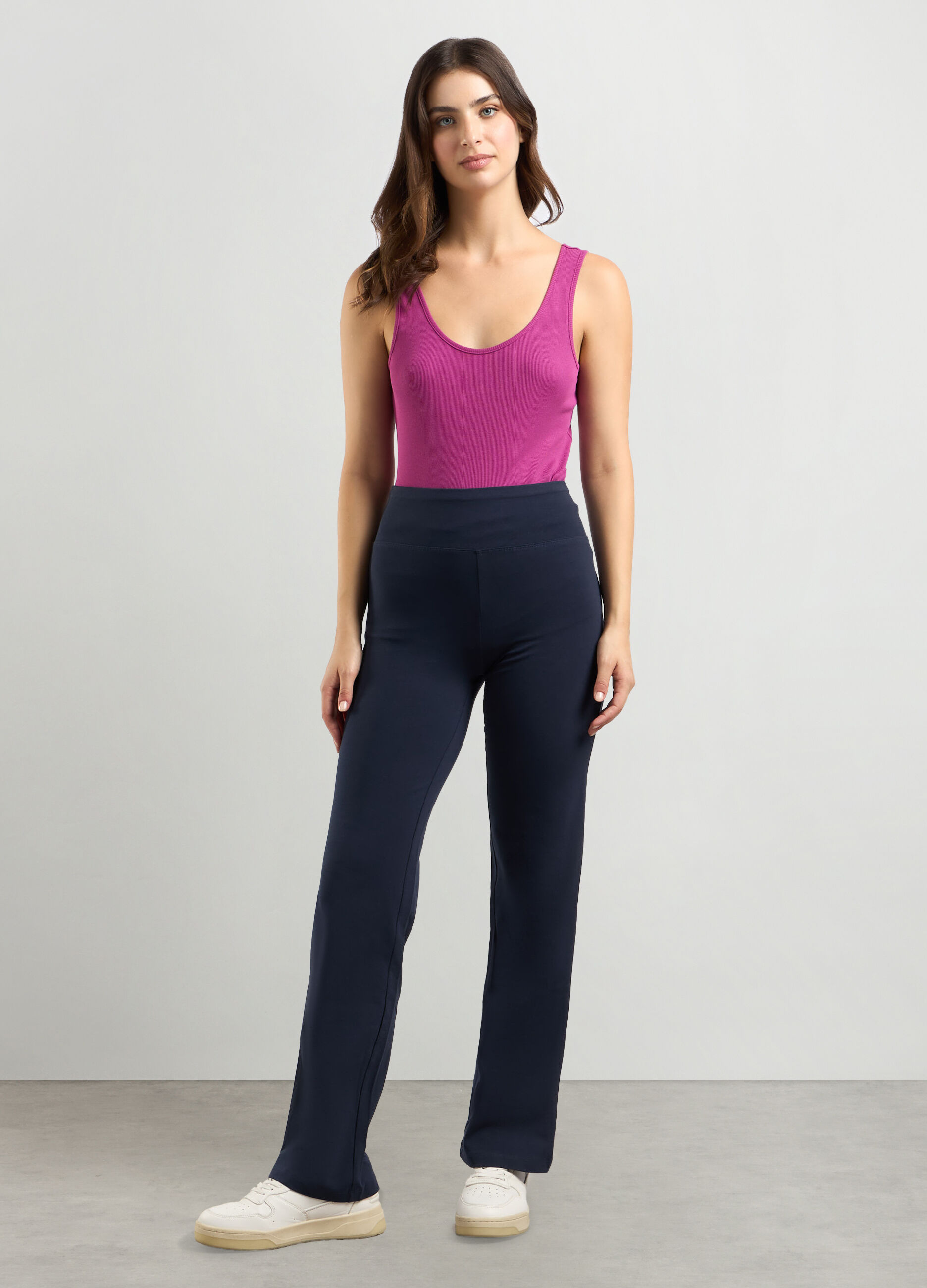 Leggings palazzo in cotone stretch donna_0