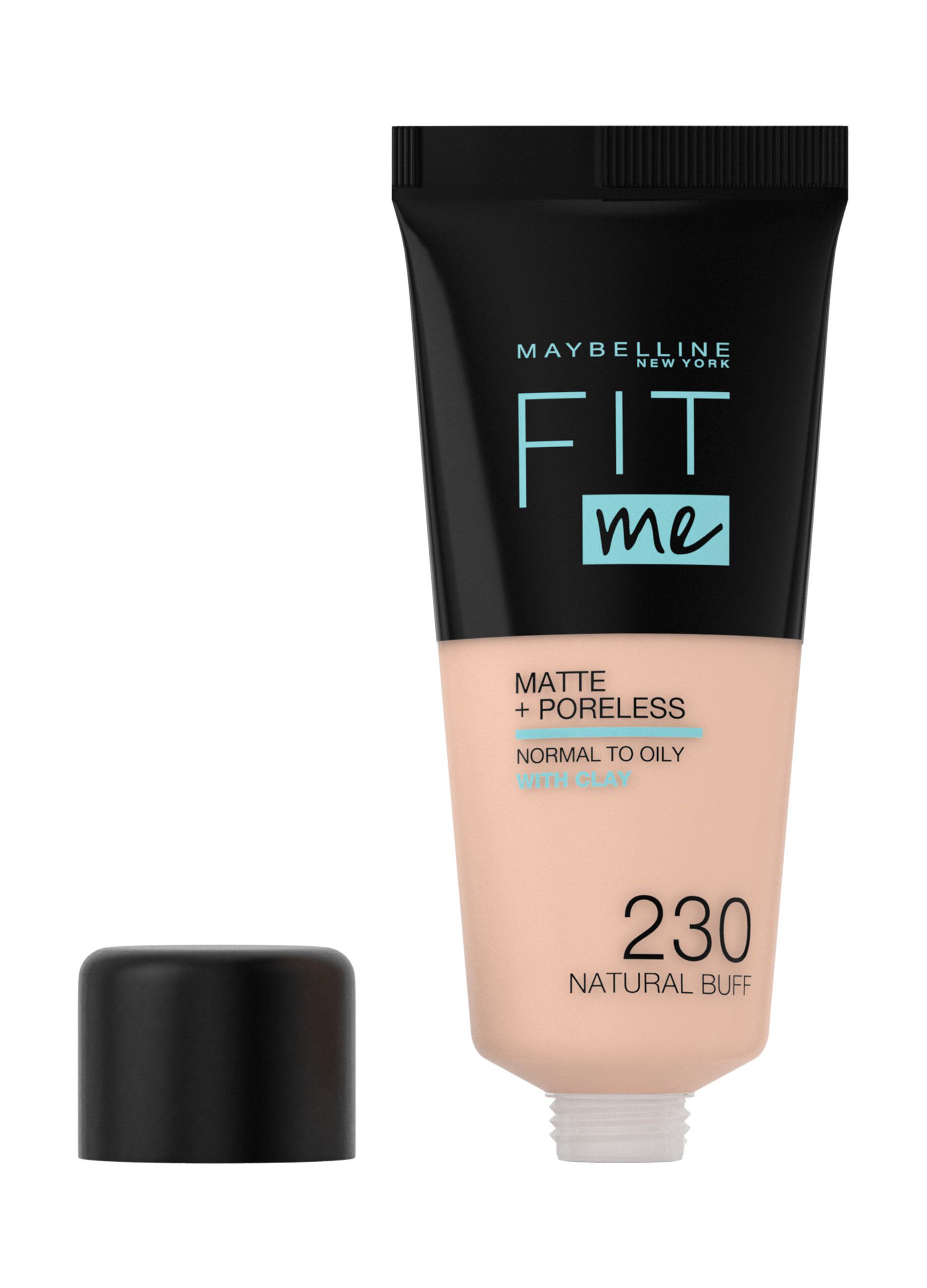 Maybelline New York Fondotinta Fit Me Matte&Poreless, Finish Opacizzante e Fissante, Tonalità: 230 Natural Buff.