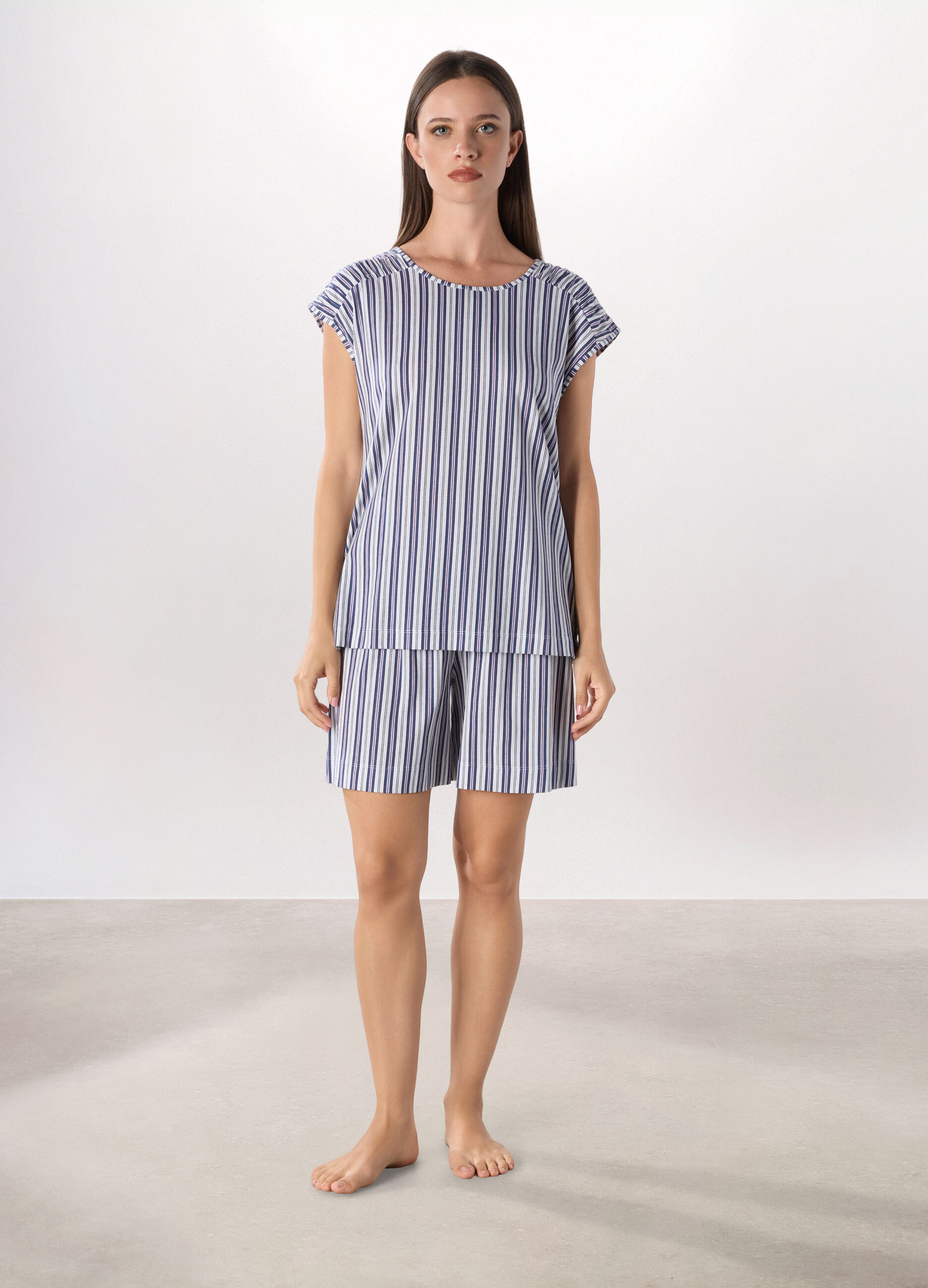 T-shirt pigiama in jersey di puro cotone donna_0