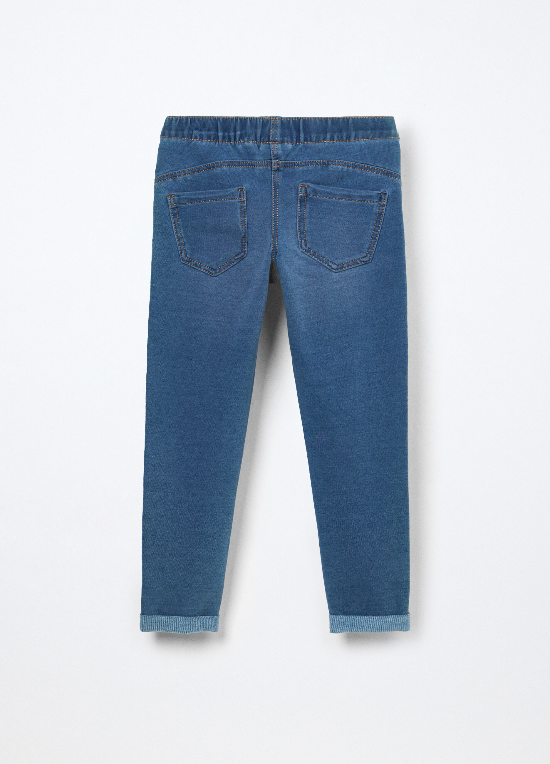 Jeggings in french terry denim misto cotone bambina_1