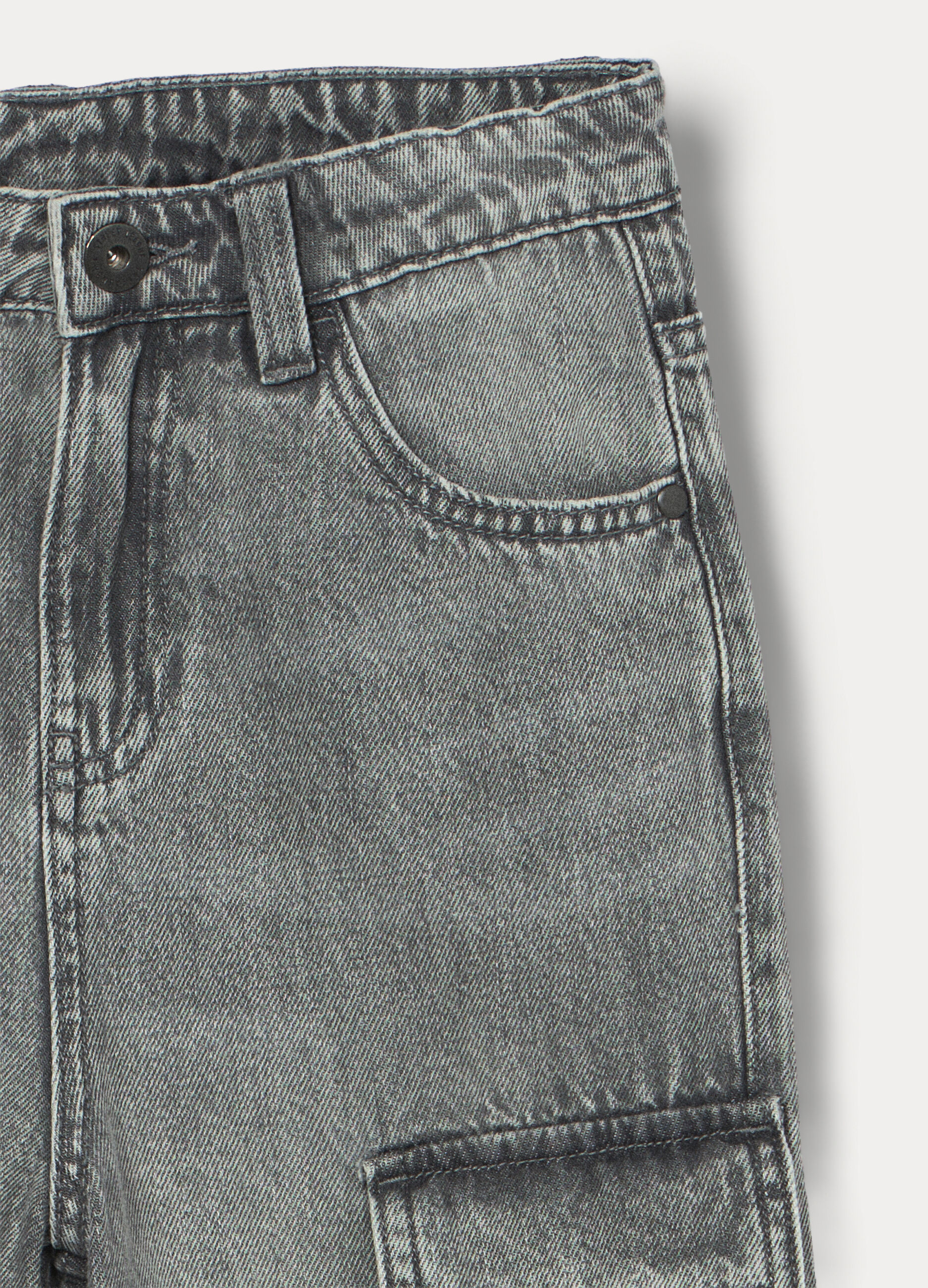 Pantaloni cargo in denim misto cotone ragazzo_2