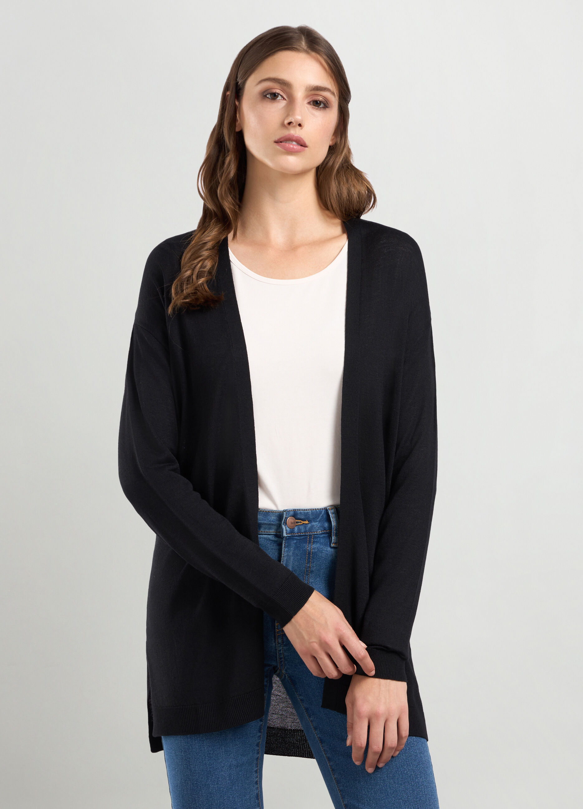 Cardigan in misto viscosa aperto donna_0