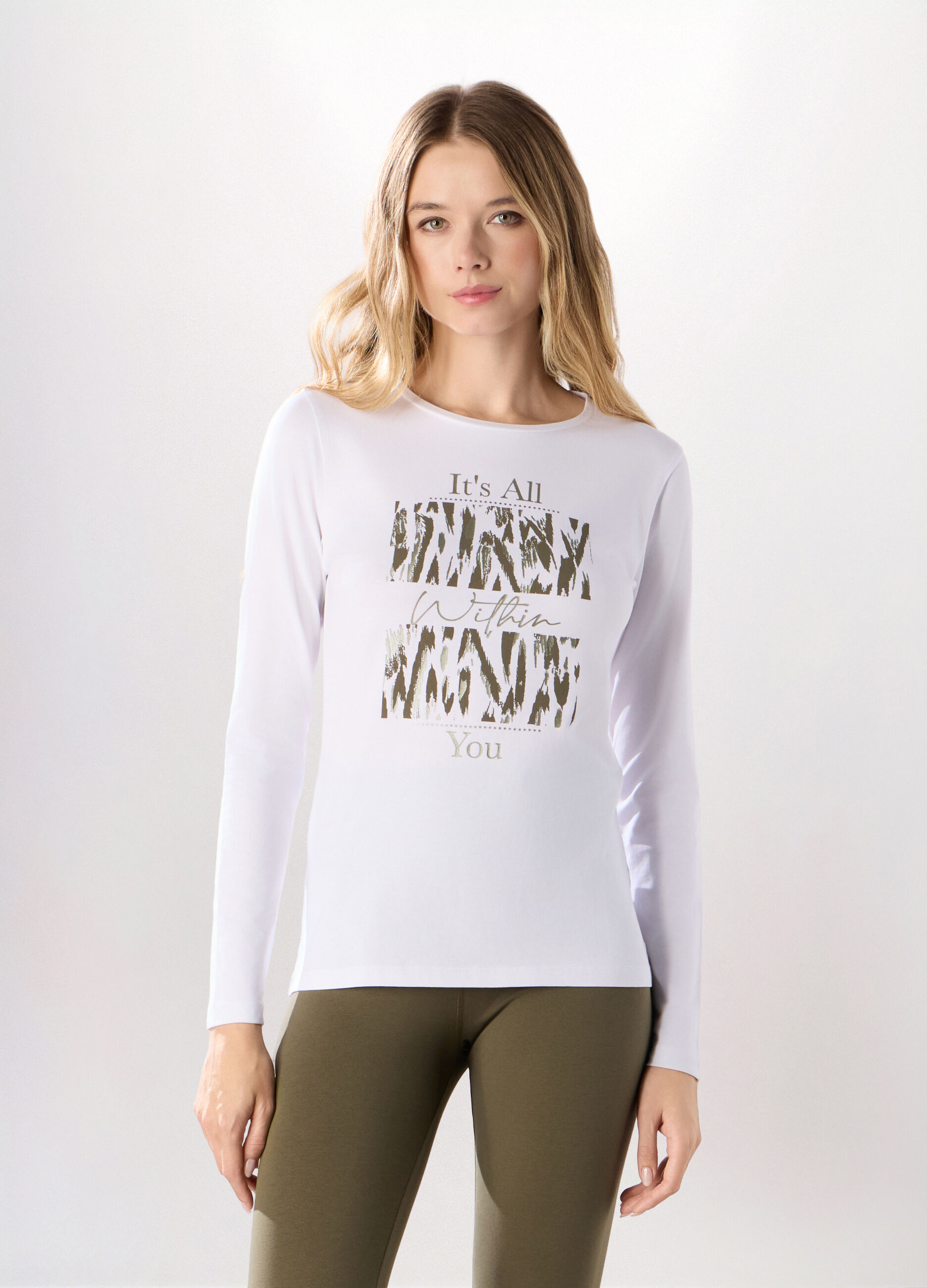T-shirt in jersey di cotone stretch donna_0