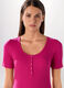 T-shirt in costina di cotone stretch donna_2