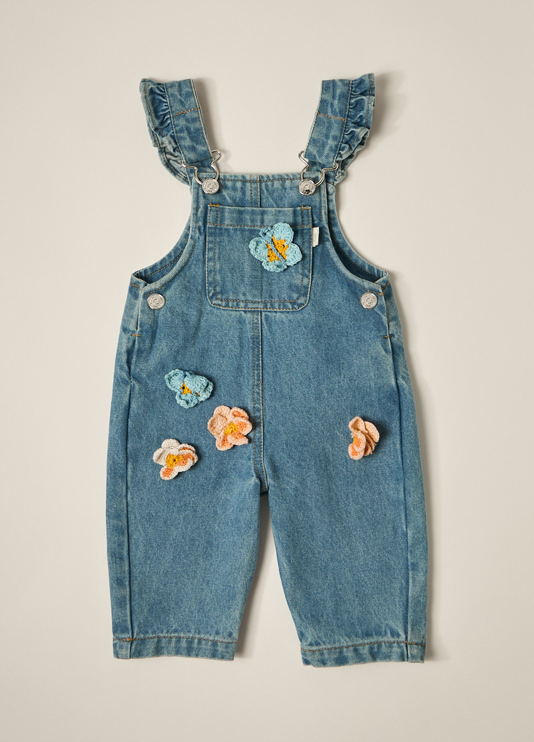 Salopette in denim di puro cotone IANA neonata_0