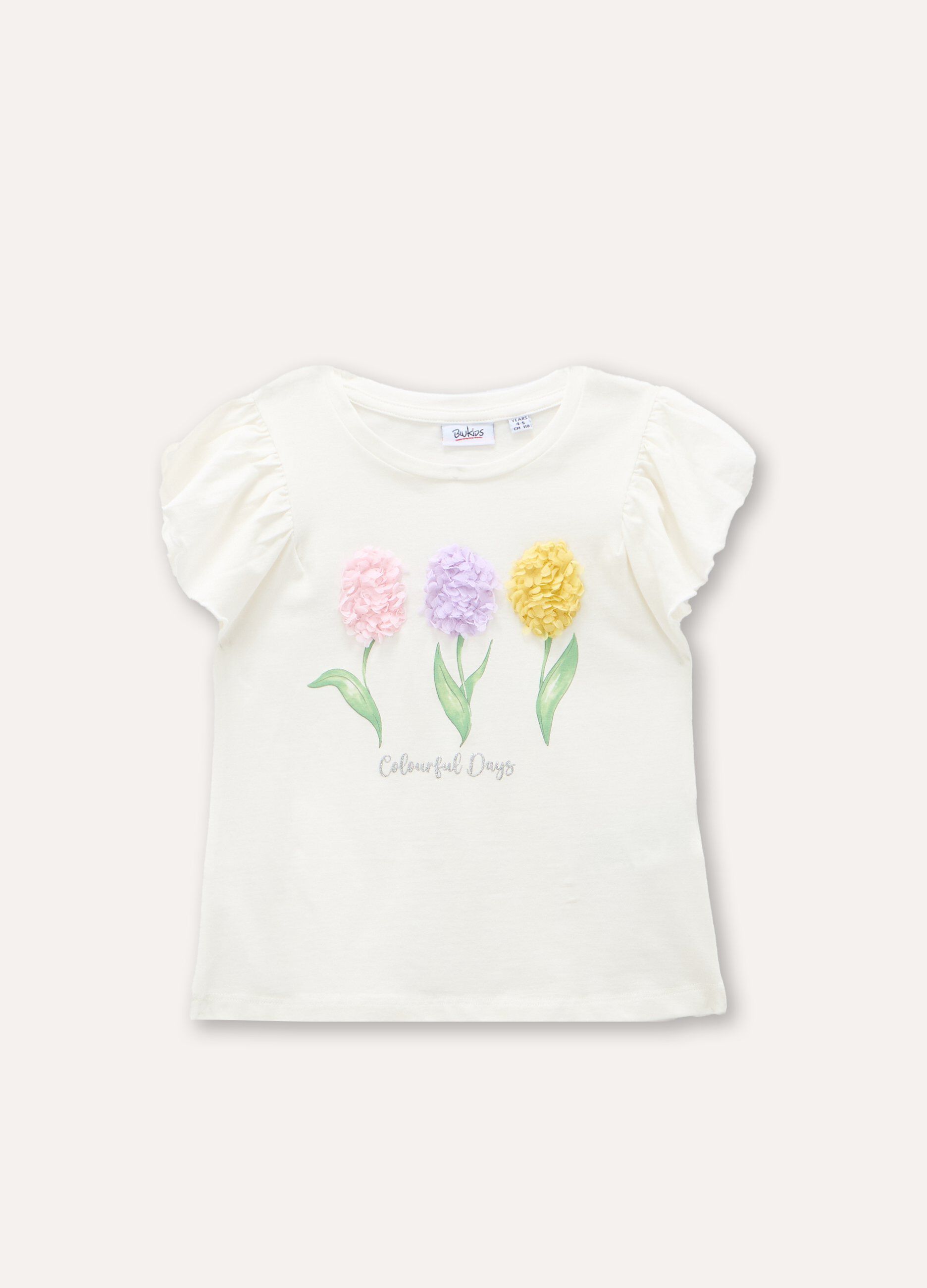 T-shirt in cotone stretch con applicazioni bambina_0