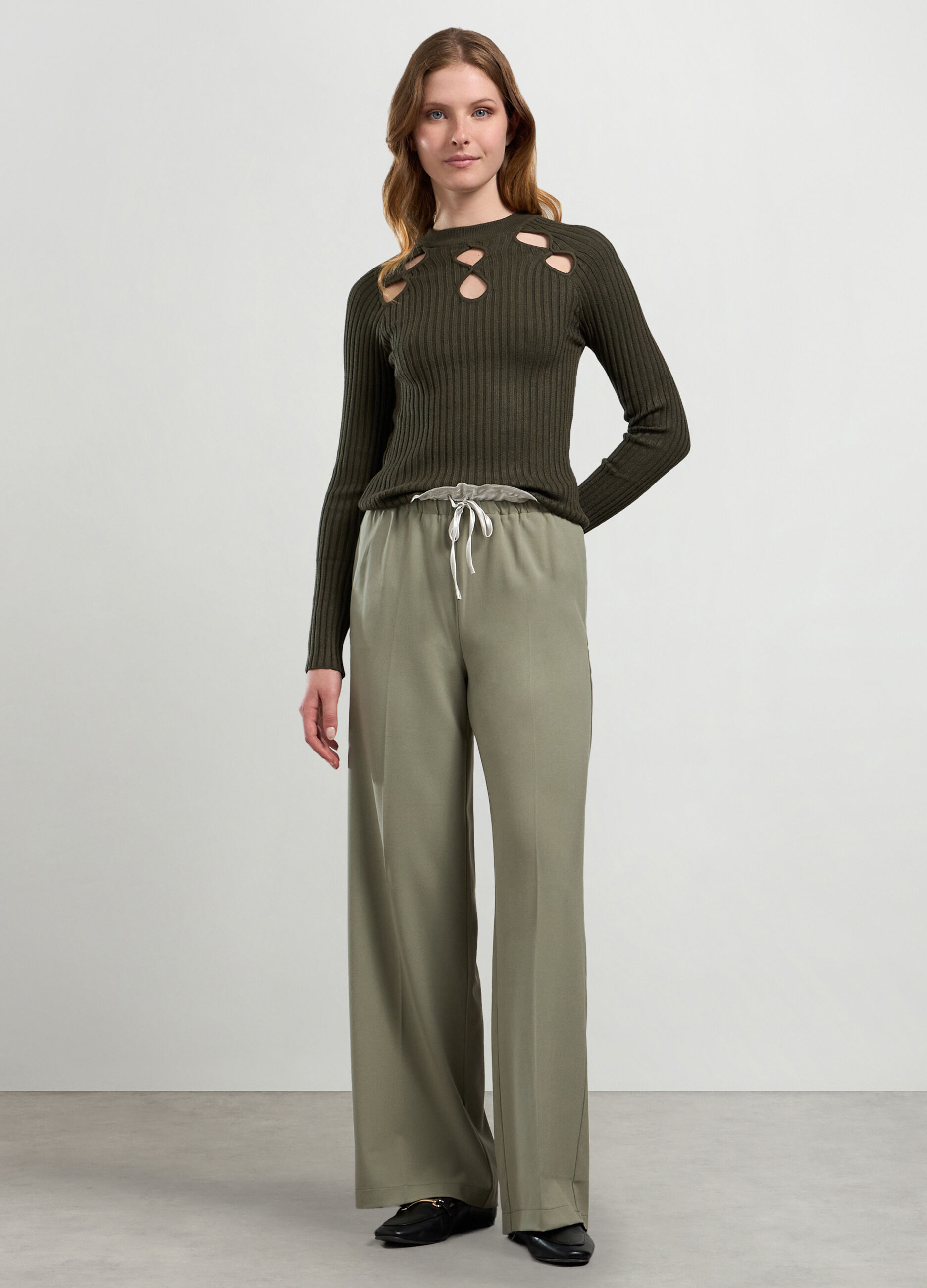 Pantaloni in misto viscosa stretch donna_0
