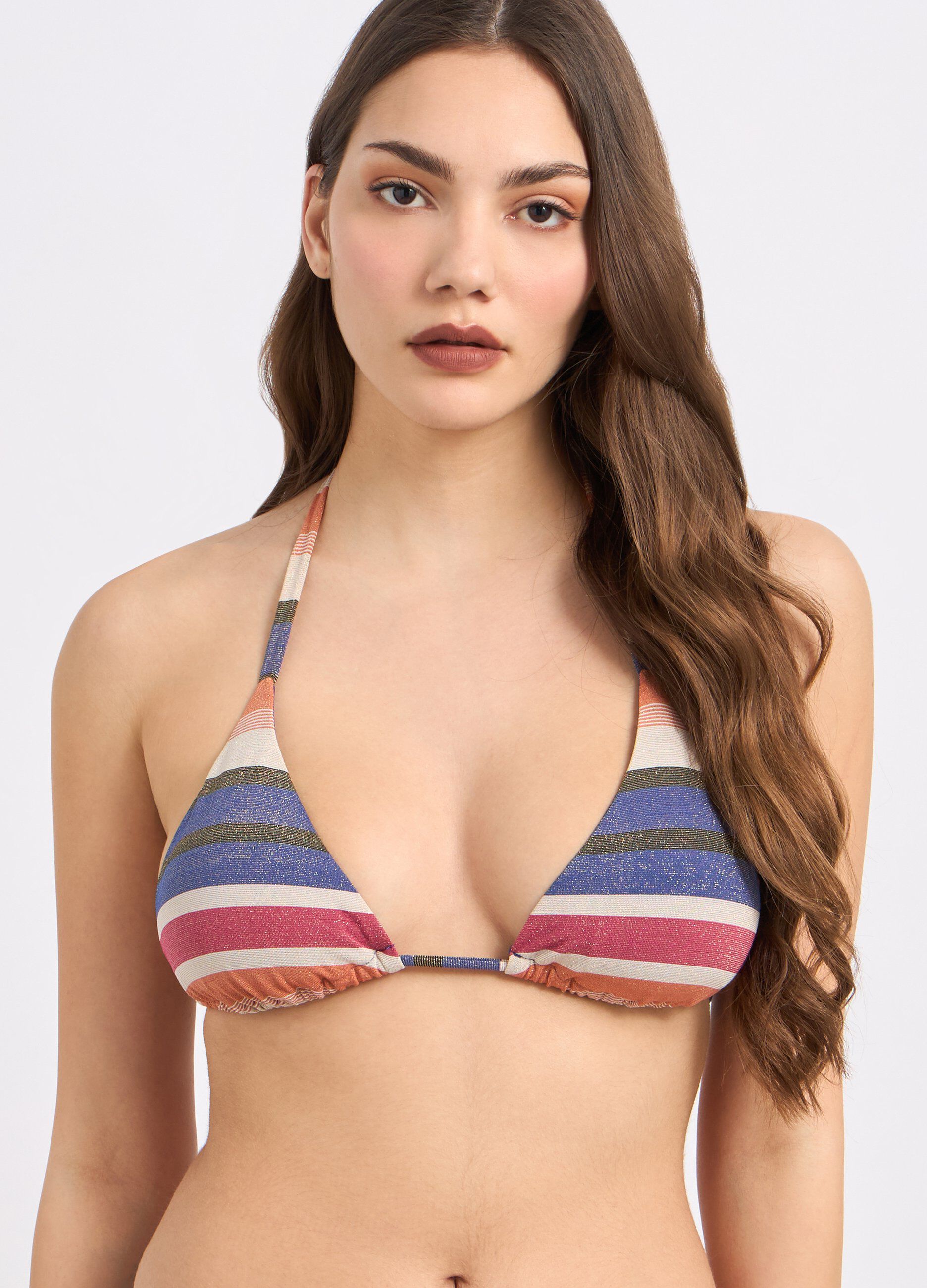 Top bikini a triangolo a righe multicolor donna_2