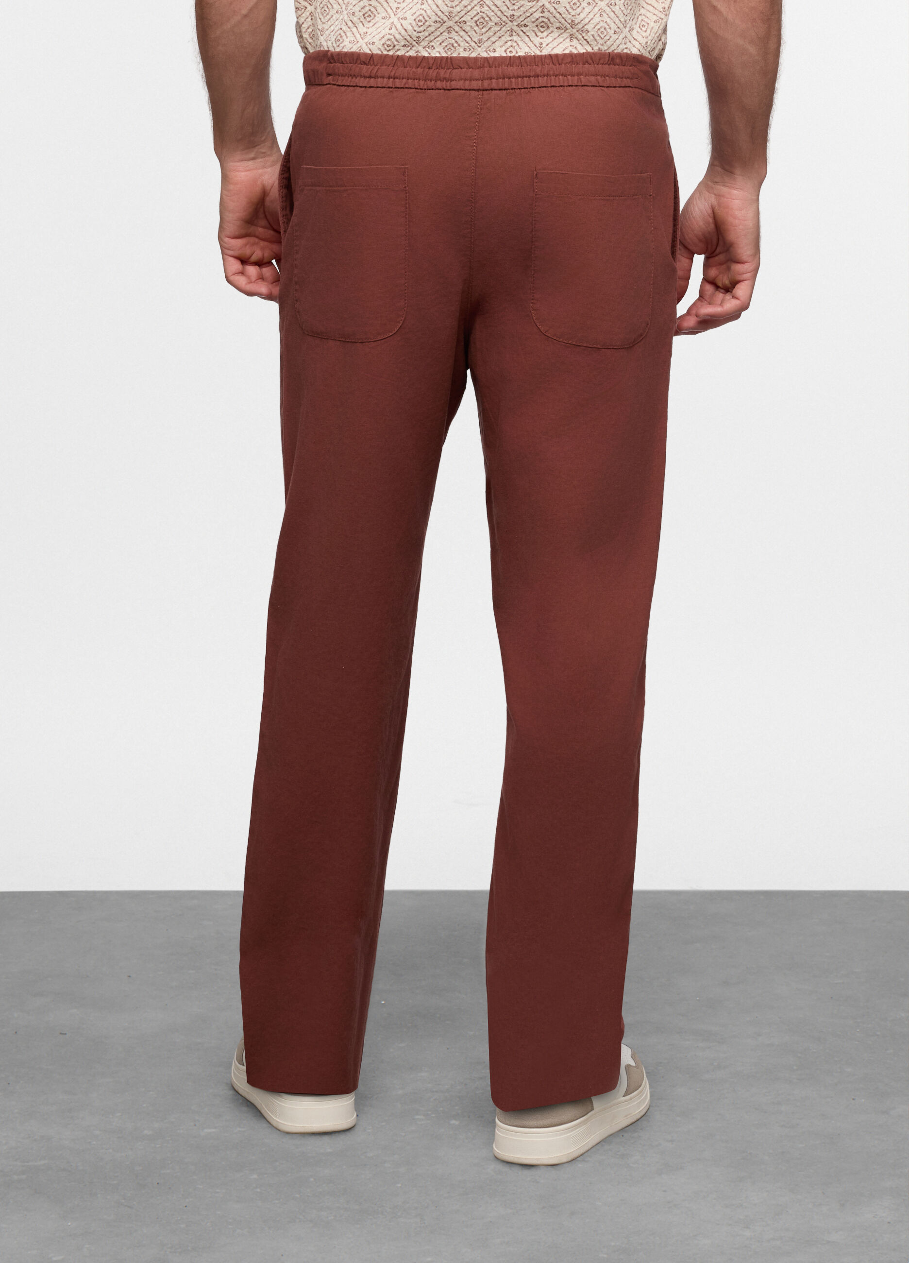 Pantaloni chino in lino e cotone uomo_1