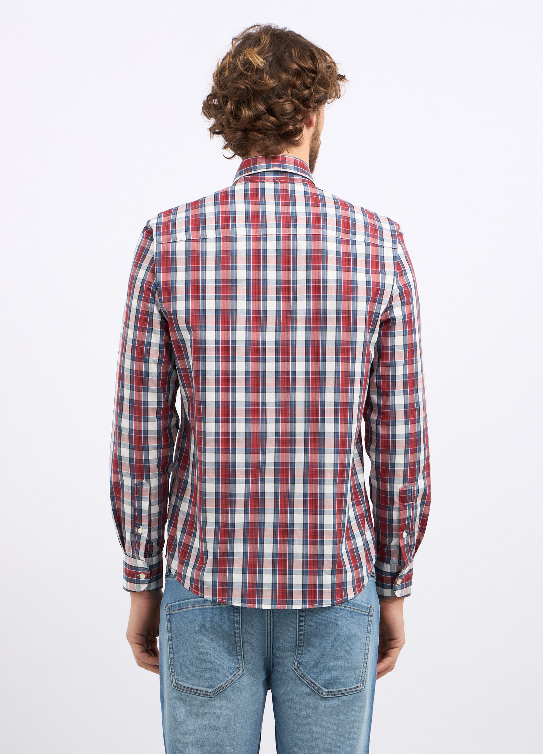 Camicia a quadri in misto cotone uomo_1