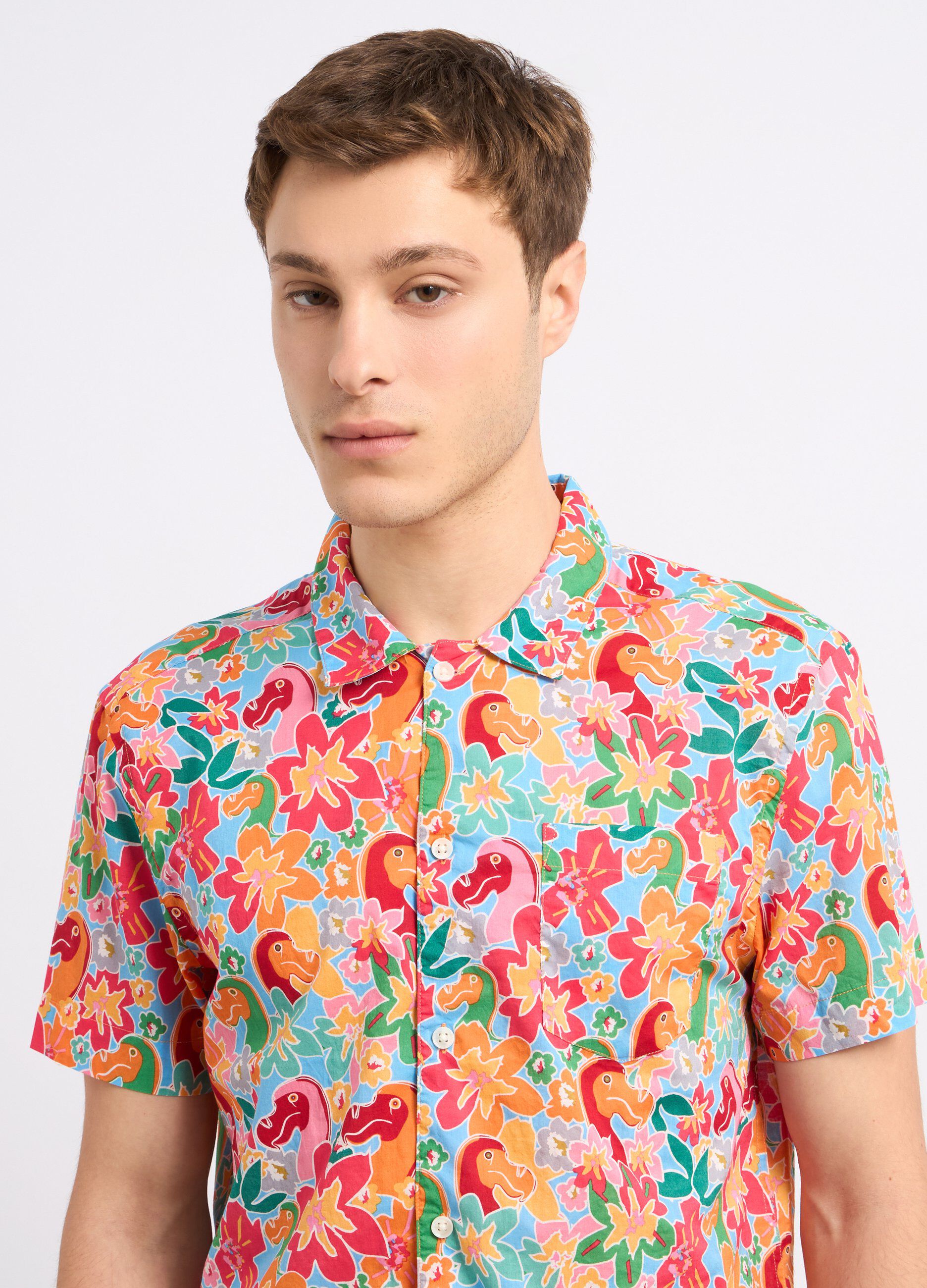 Camicia in puro cotone con stampa uomo