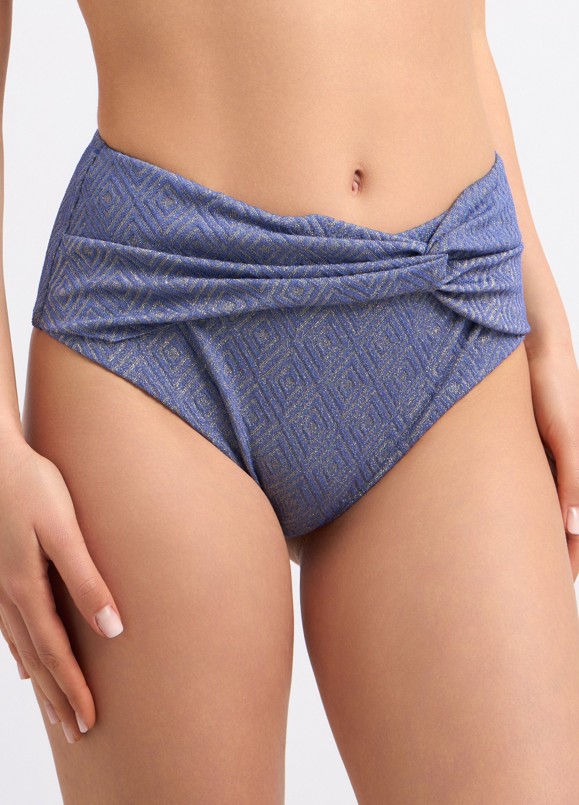 Slip bikini a vita alta con intreccio donna_2