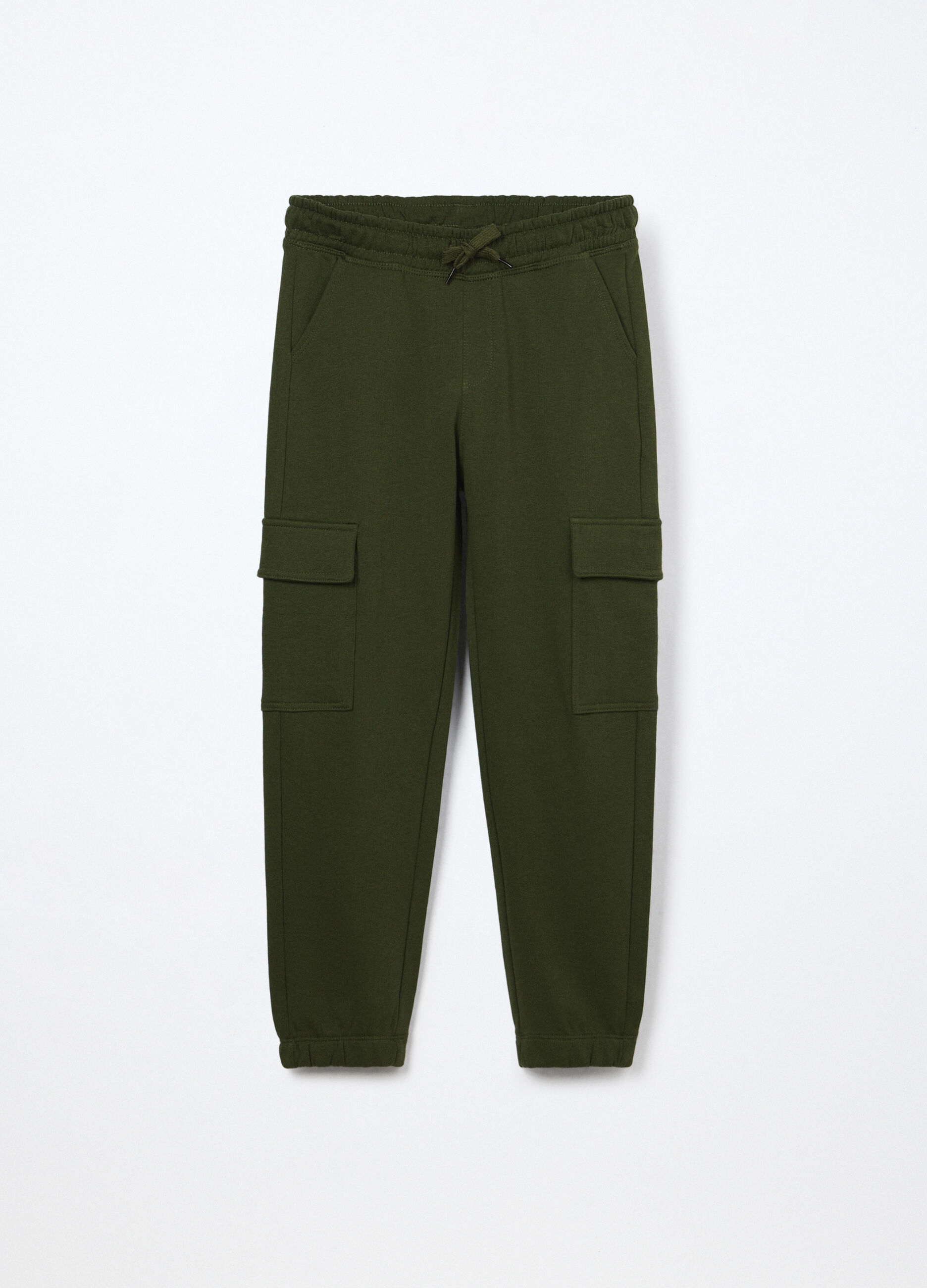 Pantaloni cargo in french terry di puro cotone ragazzo_0