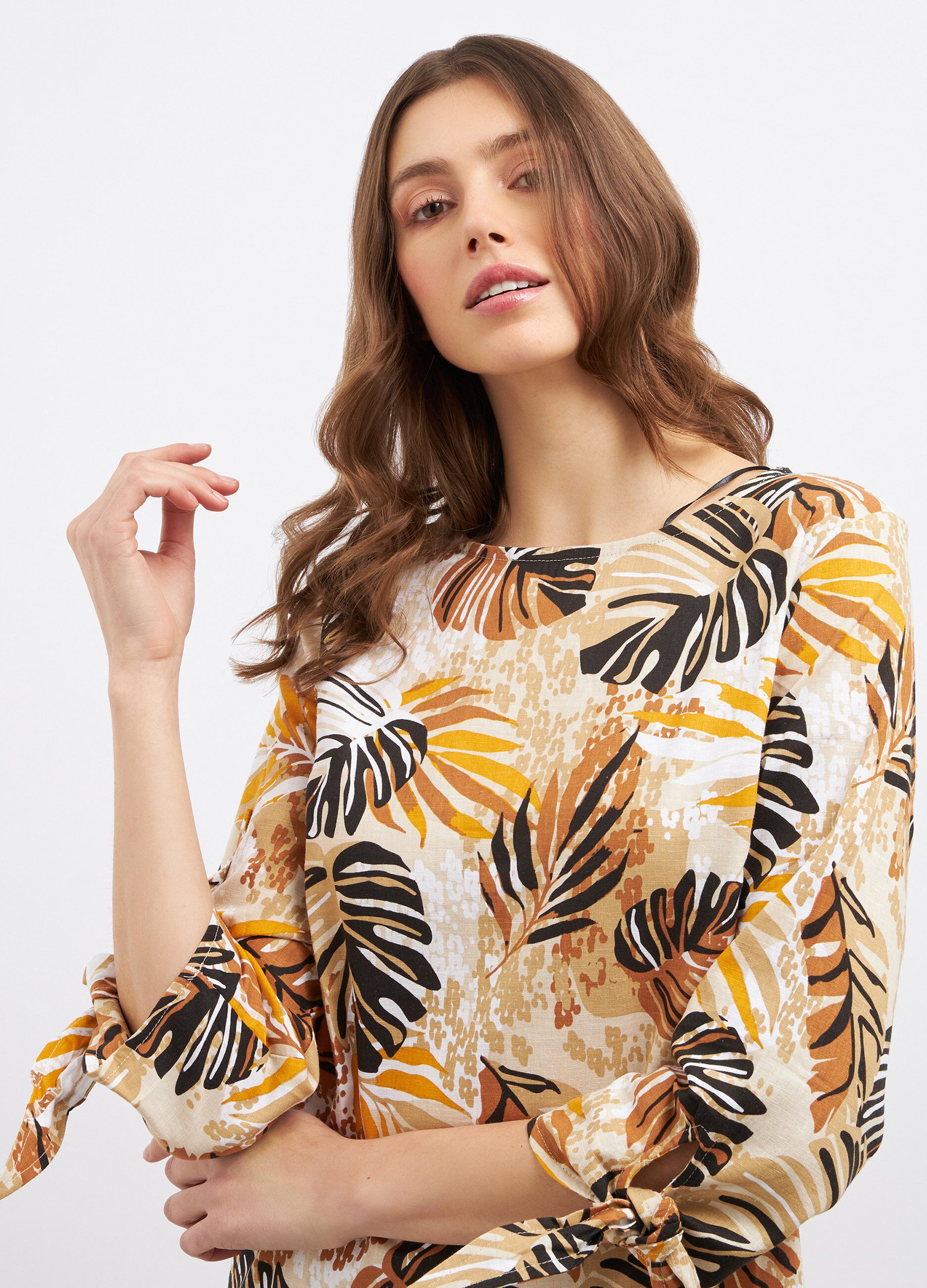 Abito corto in misto lino donna_2