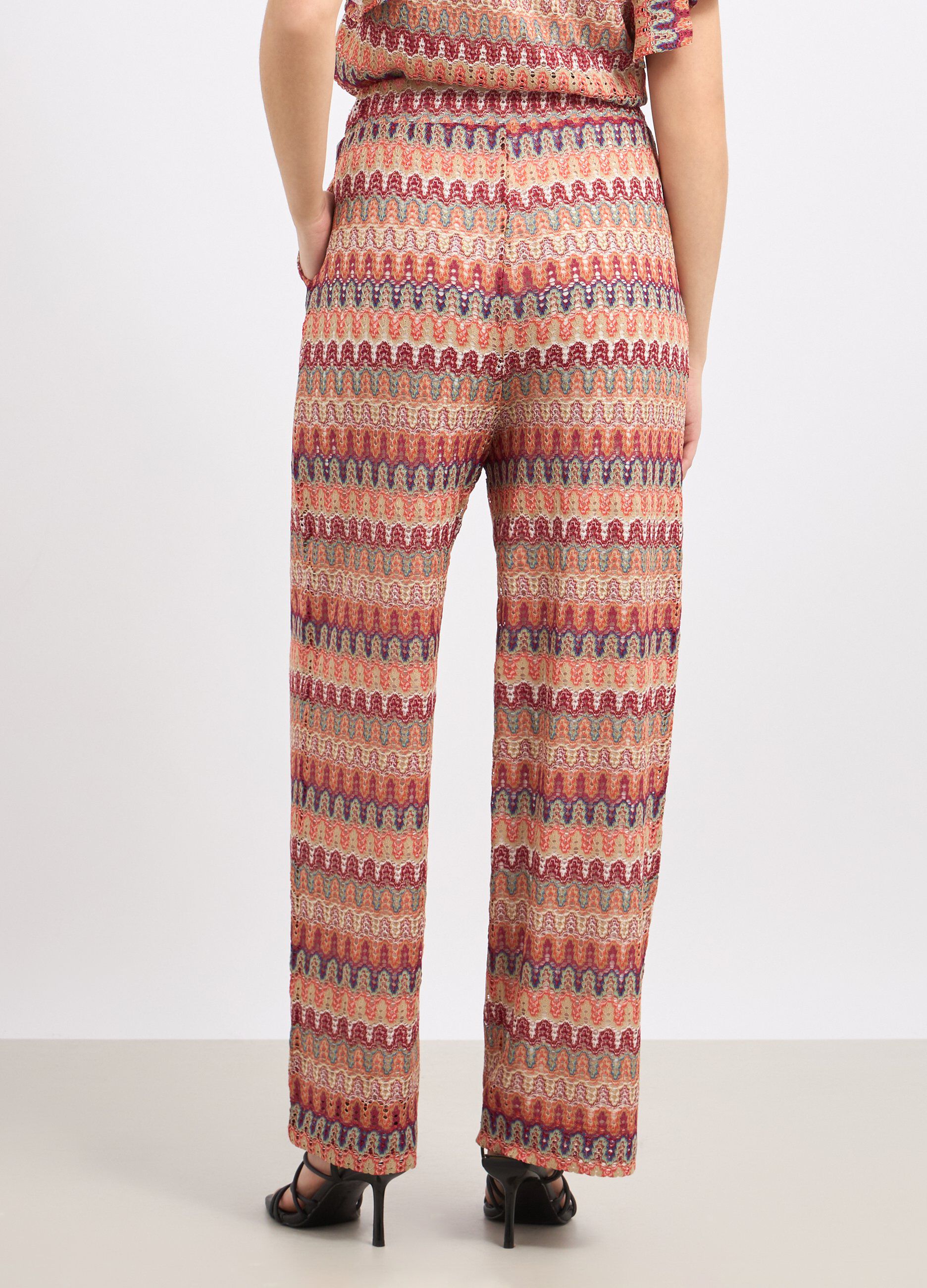 Pantaloni con lavorazione jacquard multicolor donna_1