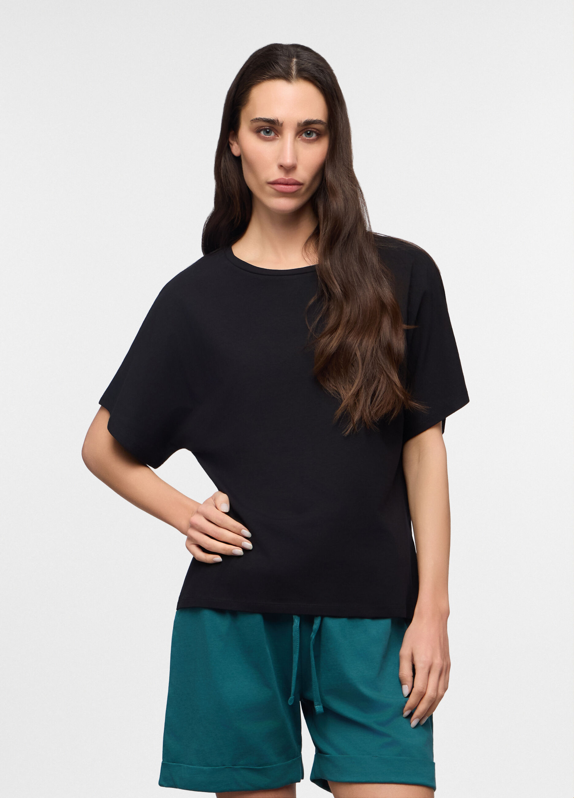 T-shirt girocollo stretch donna