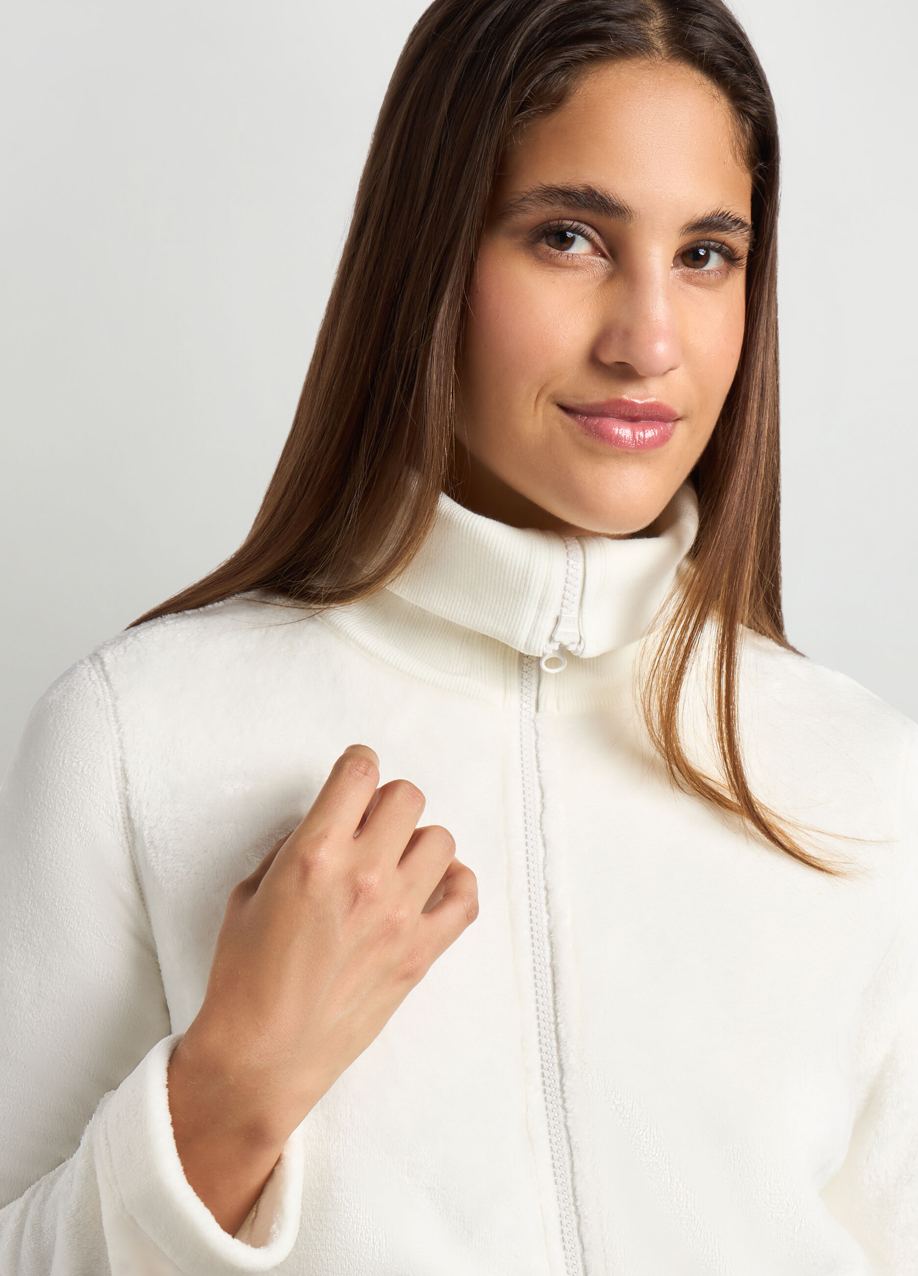 Felpa in sherpa con apertura full zip donna_2