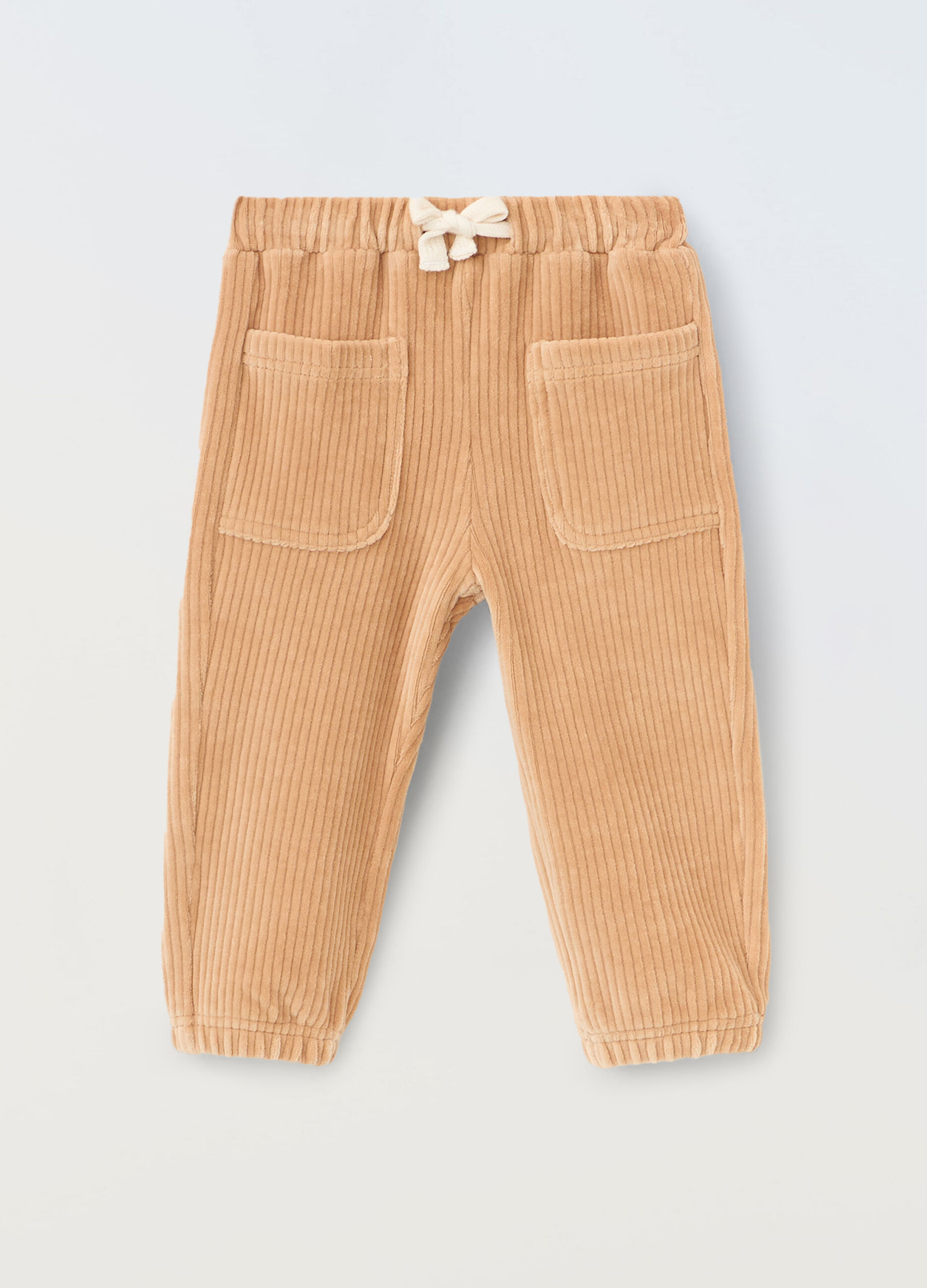 Pantaloni in costina di misto cotone neonato_0