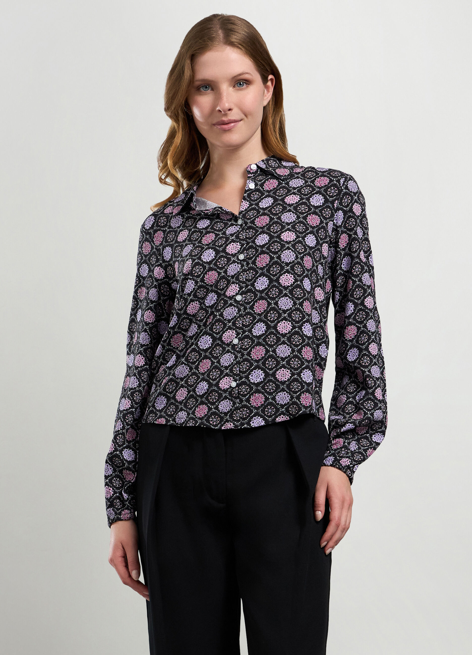 Blusa in pura viscosa con stampa donna_0