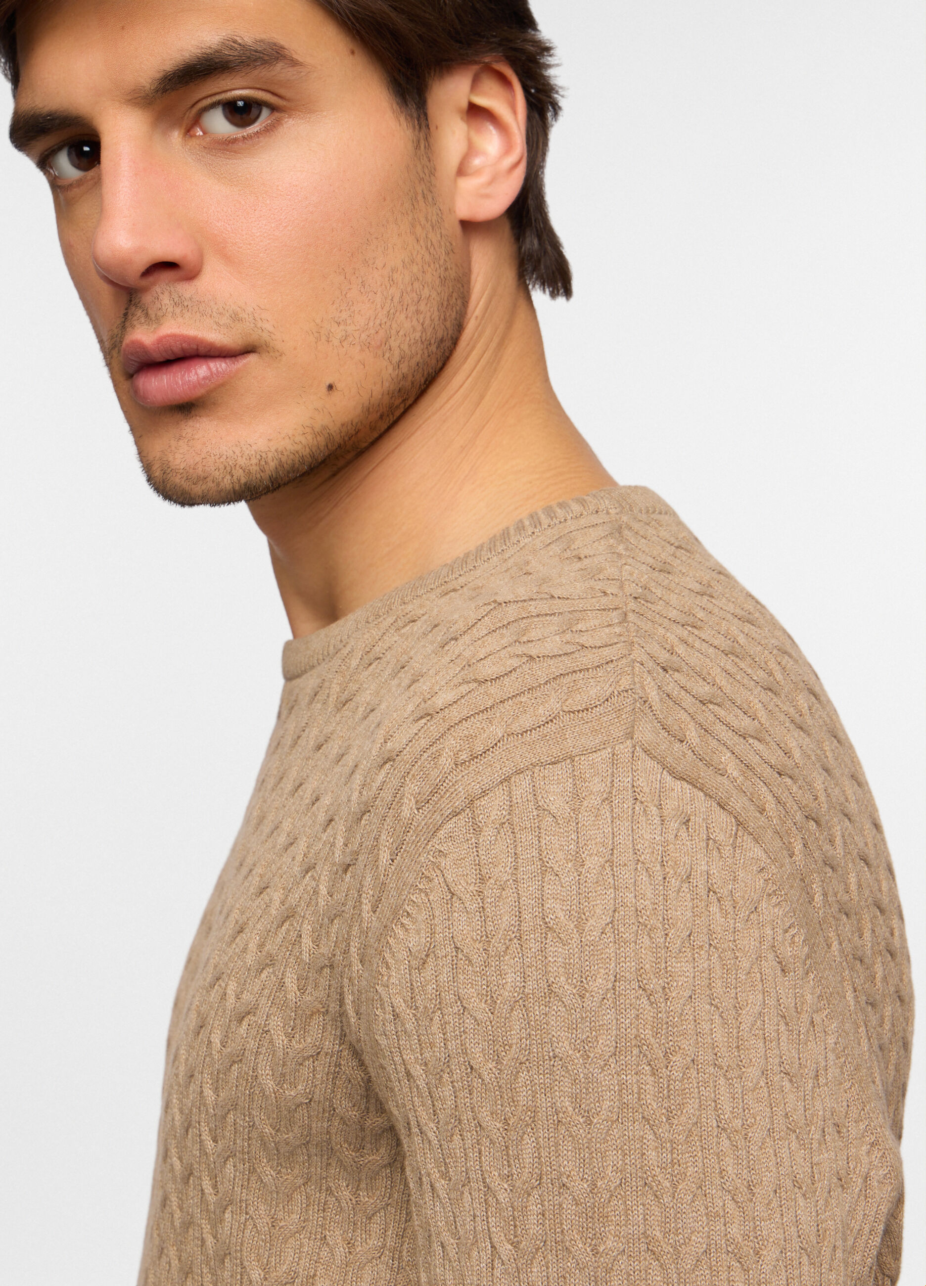 Maglione girocollo in maglia a treccia uomo_2