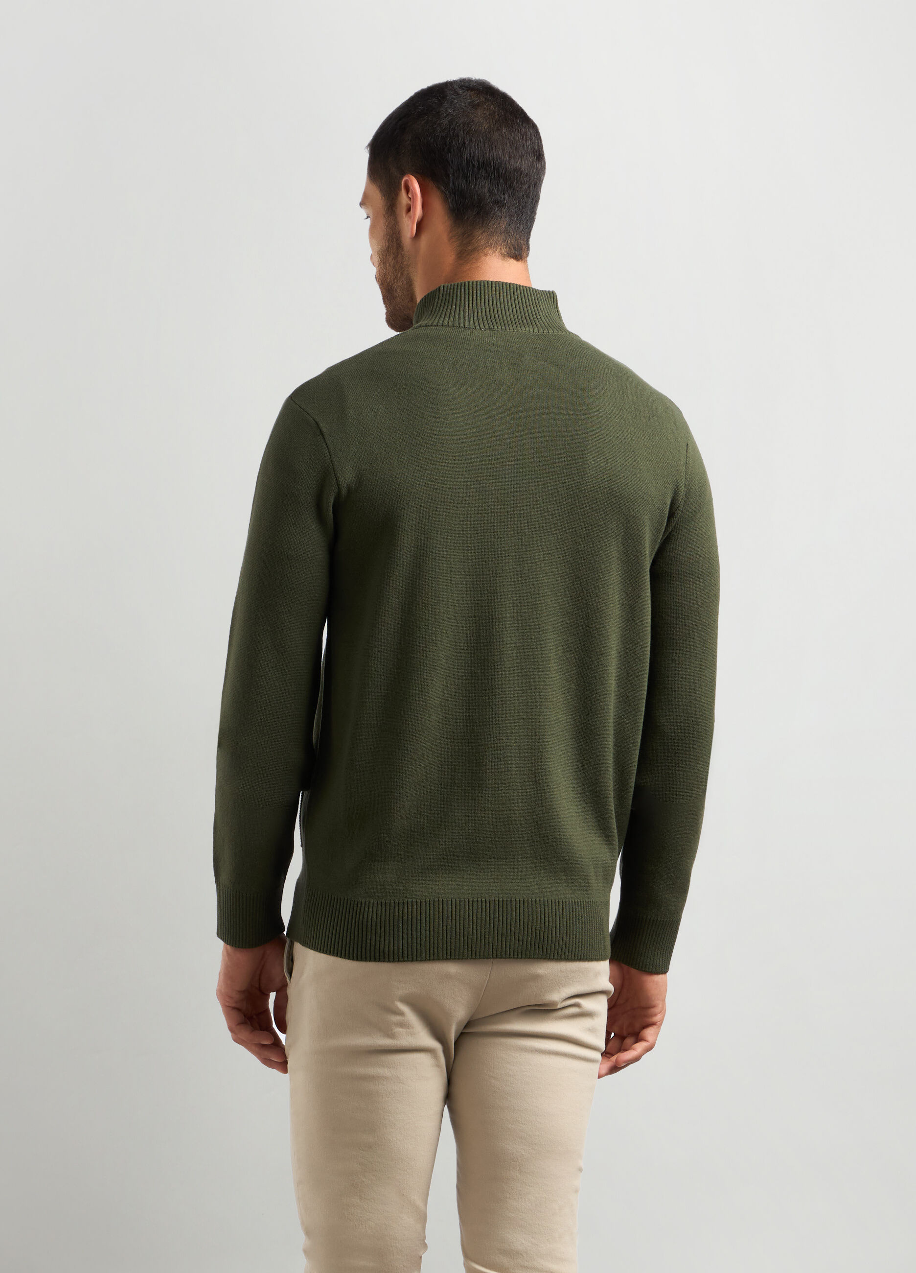 Cardigan collo alto in misto cotone uomo_1