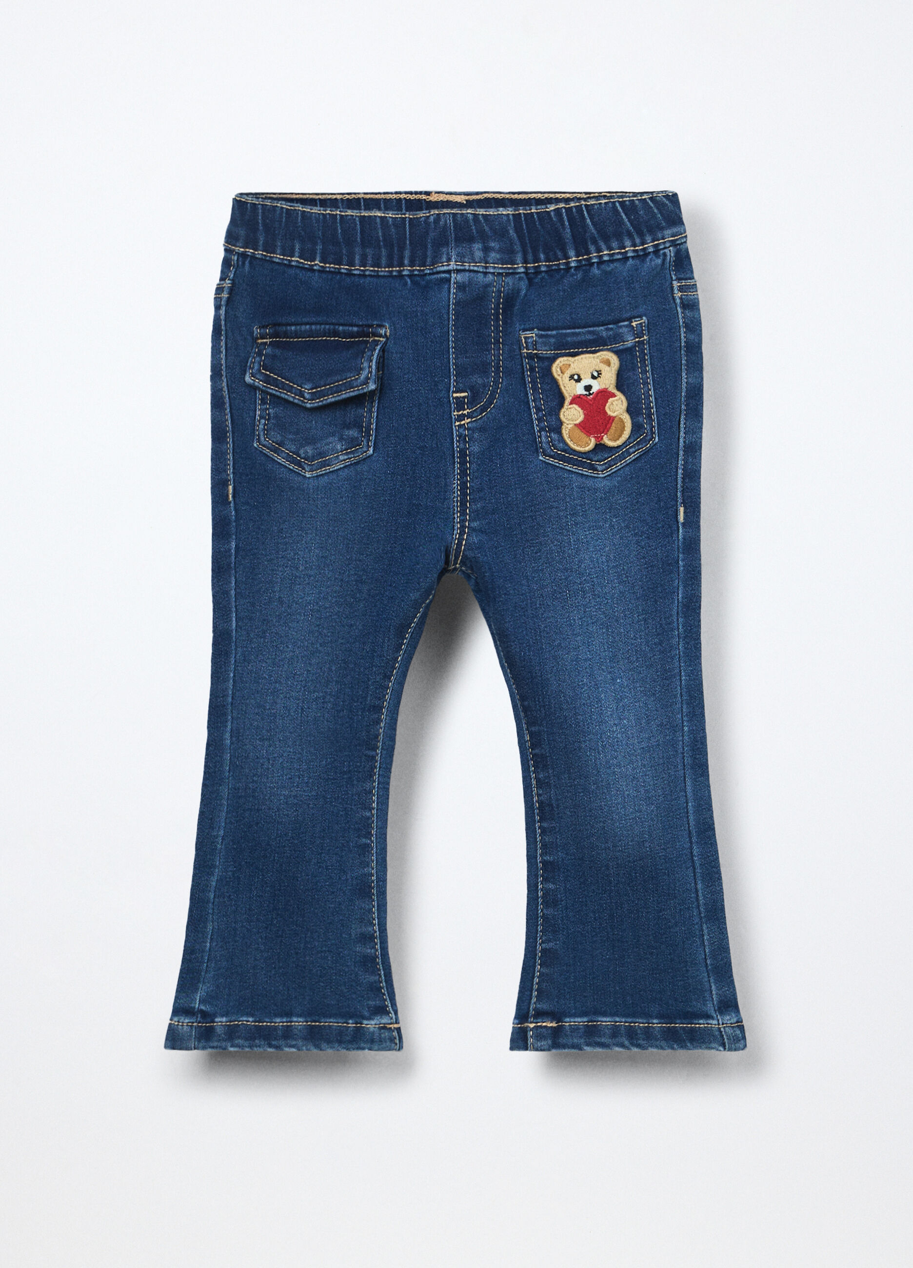 Treggings flare fit in denim di misto cotone neonata_0