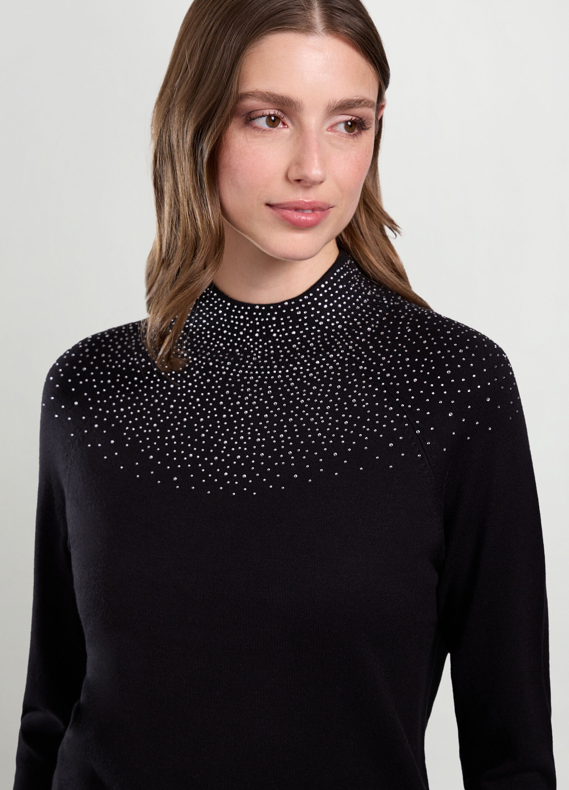 Pullover misto viscosa con strass donna_2