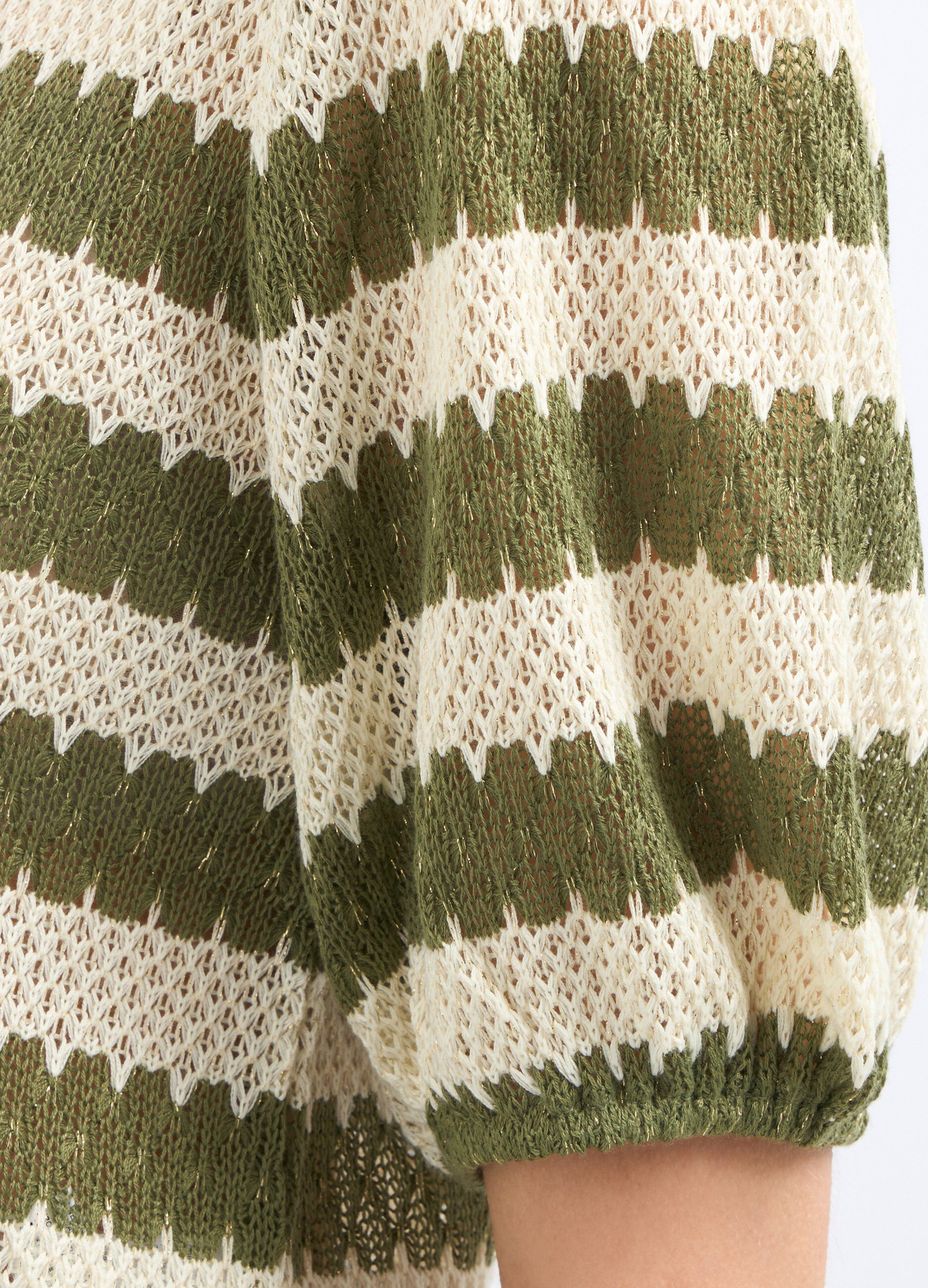 T-shirt rigata con lavorazione tricot donna_2