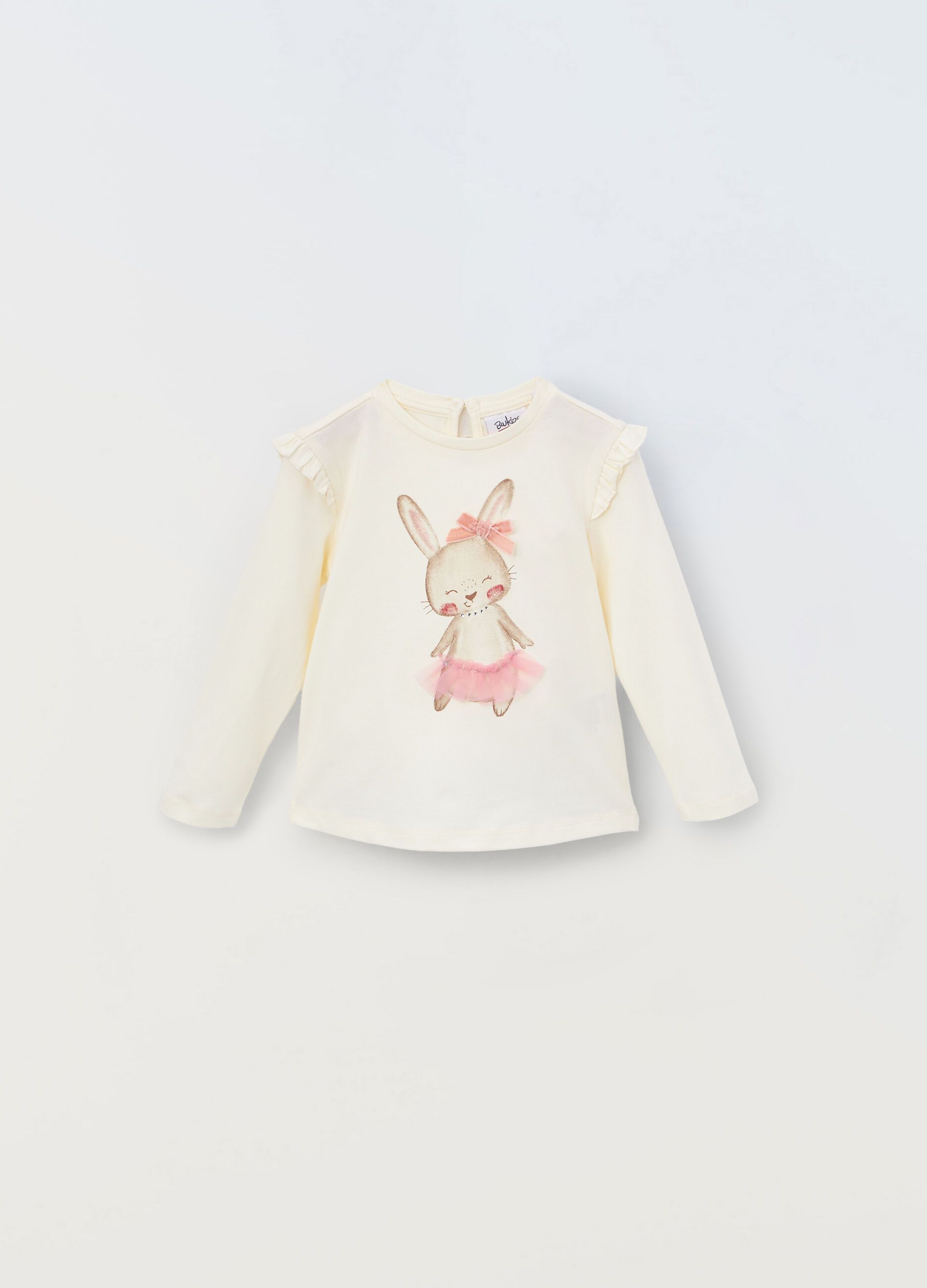 T-shirt a maniche lunghe in cotone stretch neonata_0