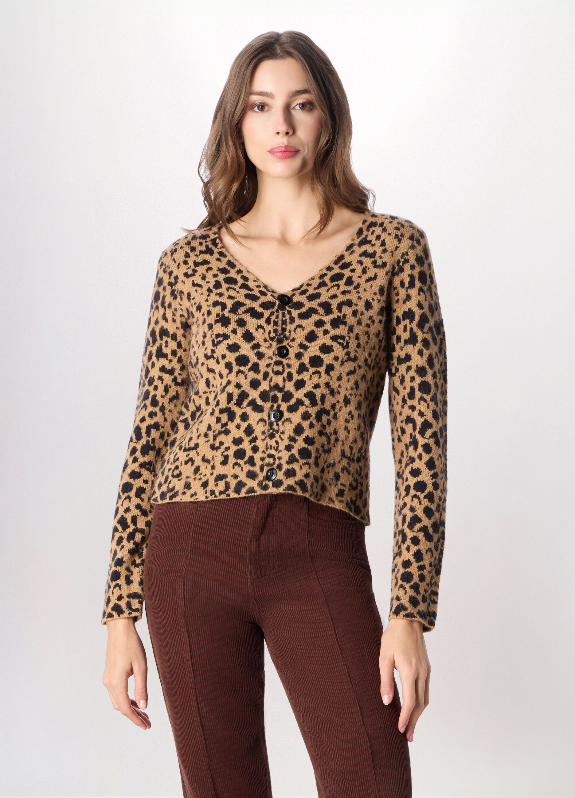 Cardigan tricot animalier donna_0