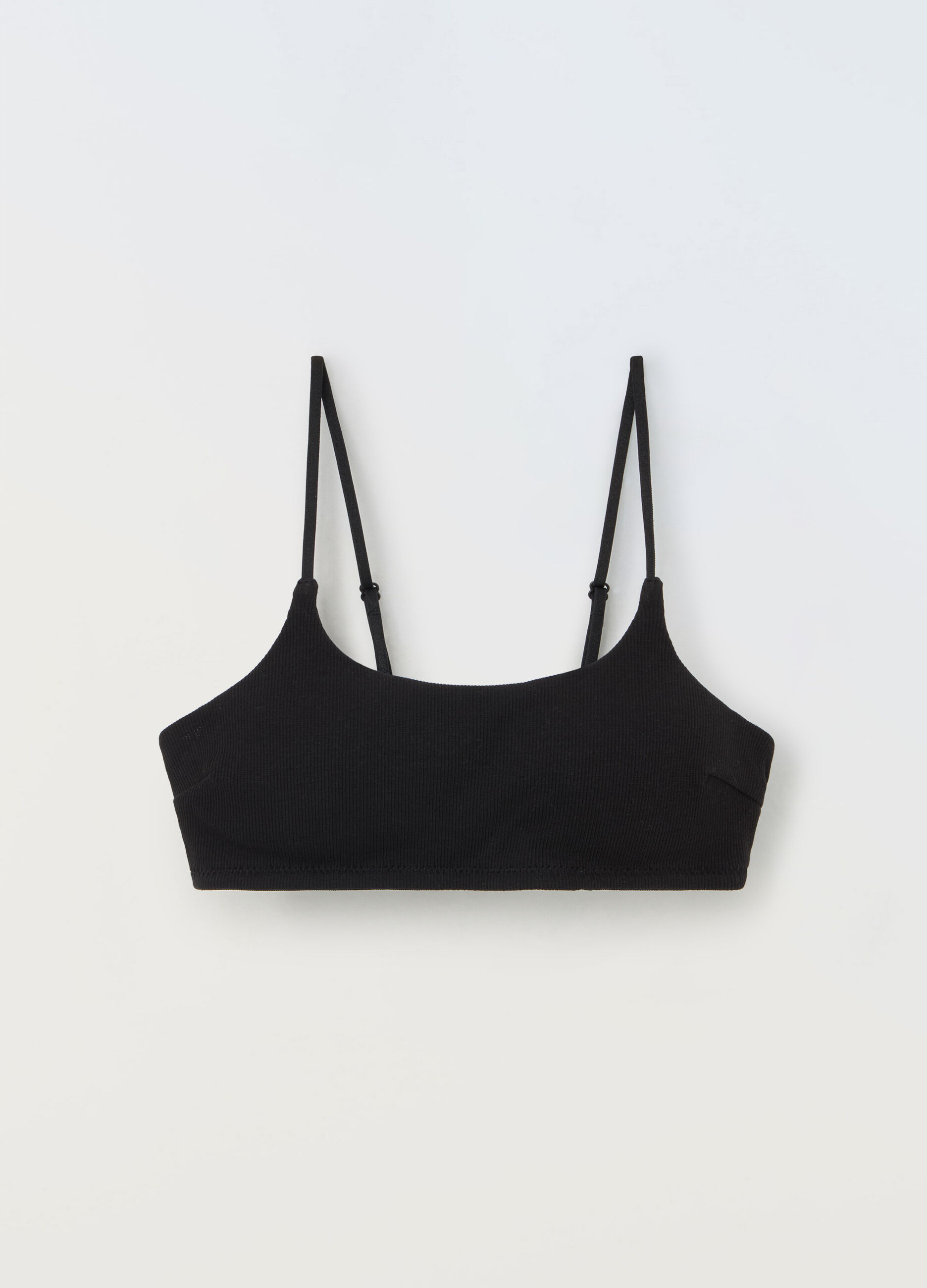 Bralette imbottito in costina di cotone stretch ragazza_0