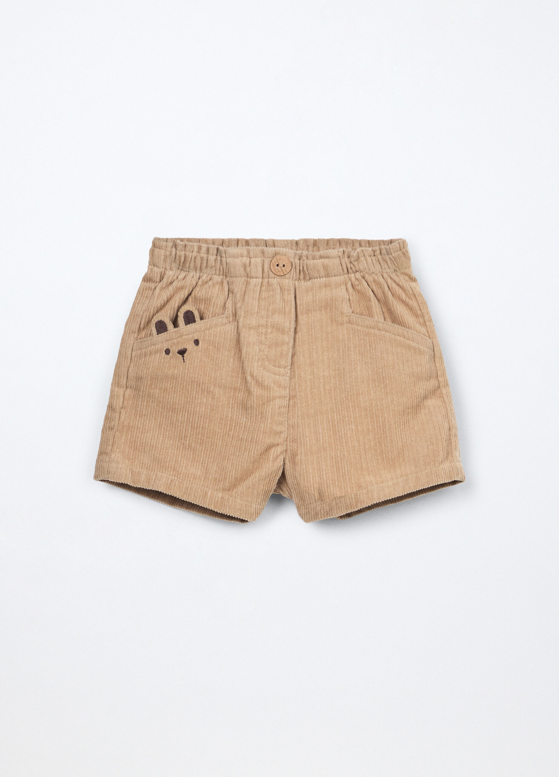 Shorts in velluto a coste di puro cotone neonata_0