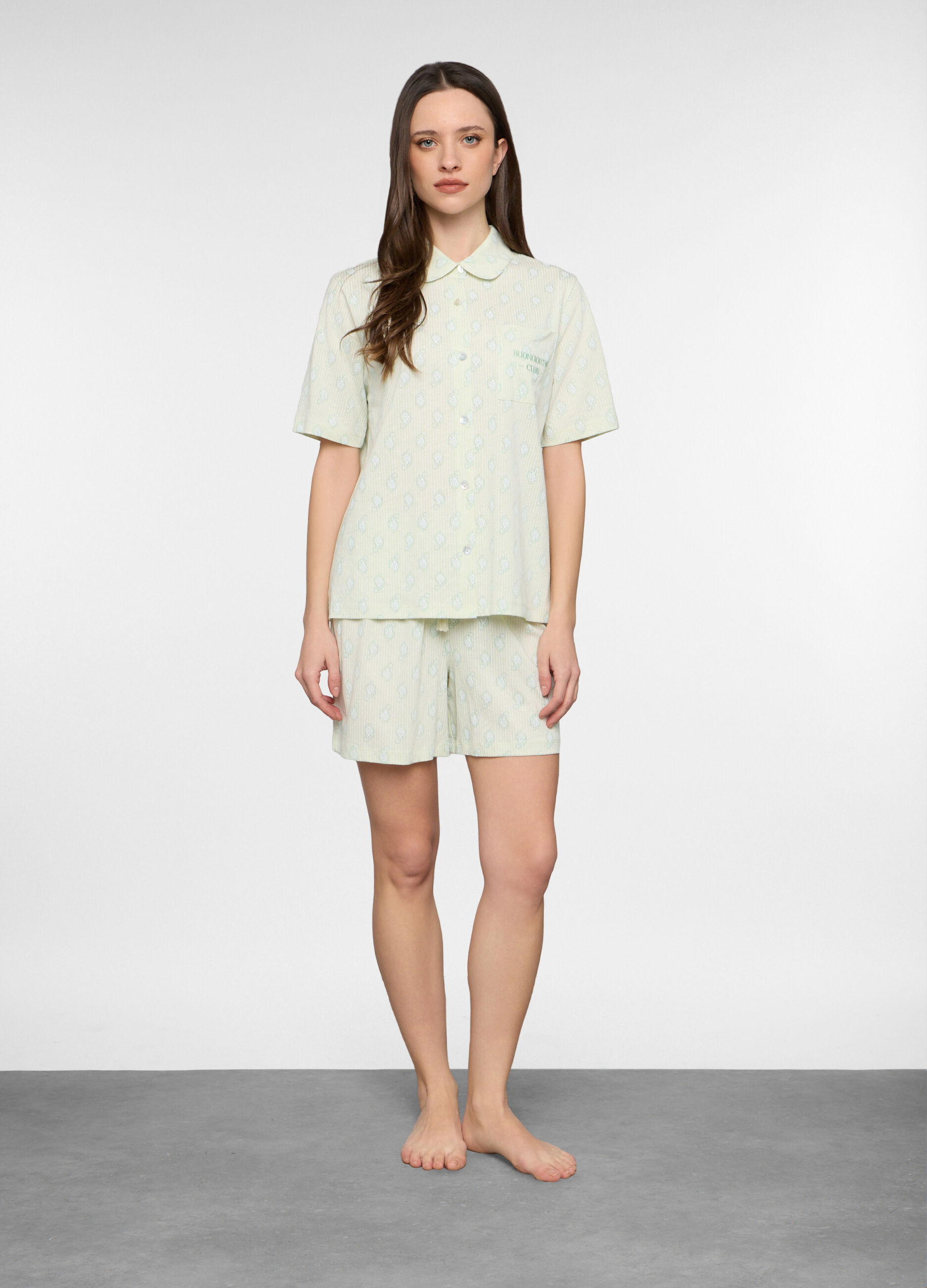 Set pigiama corto in jersey di puro cotone donna_0