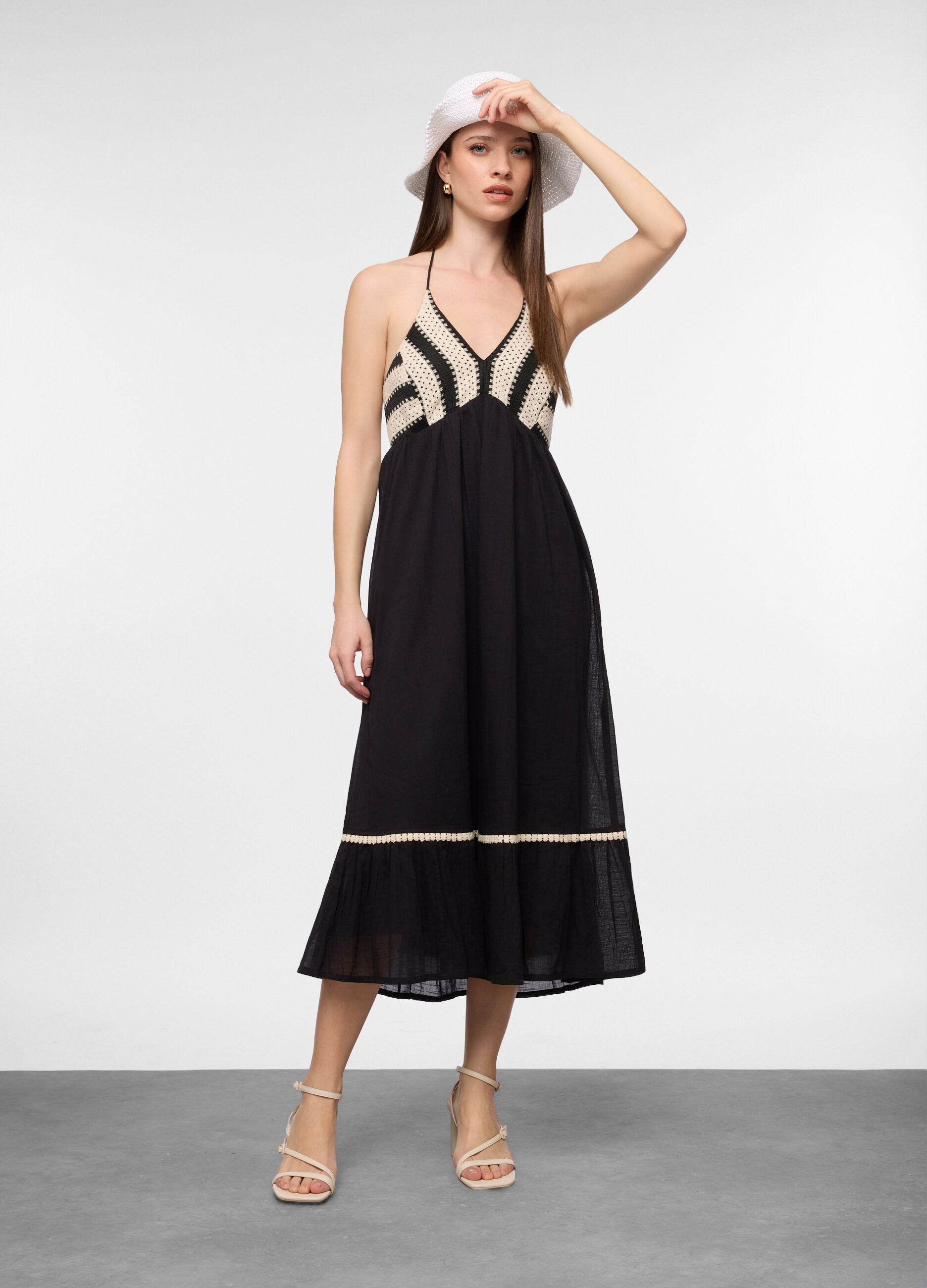 Vestito lungo regular fit in puro cotone donna_0