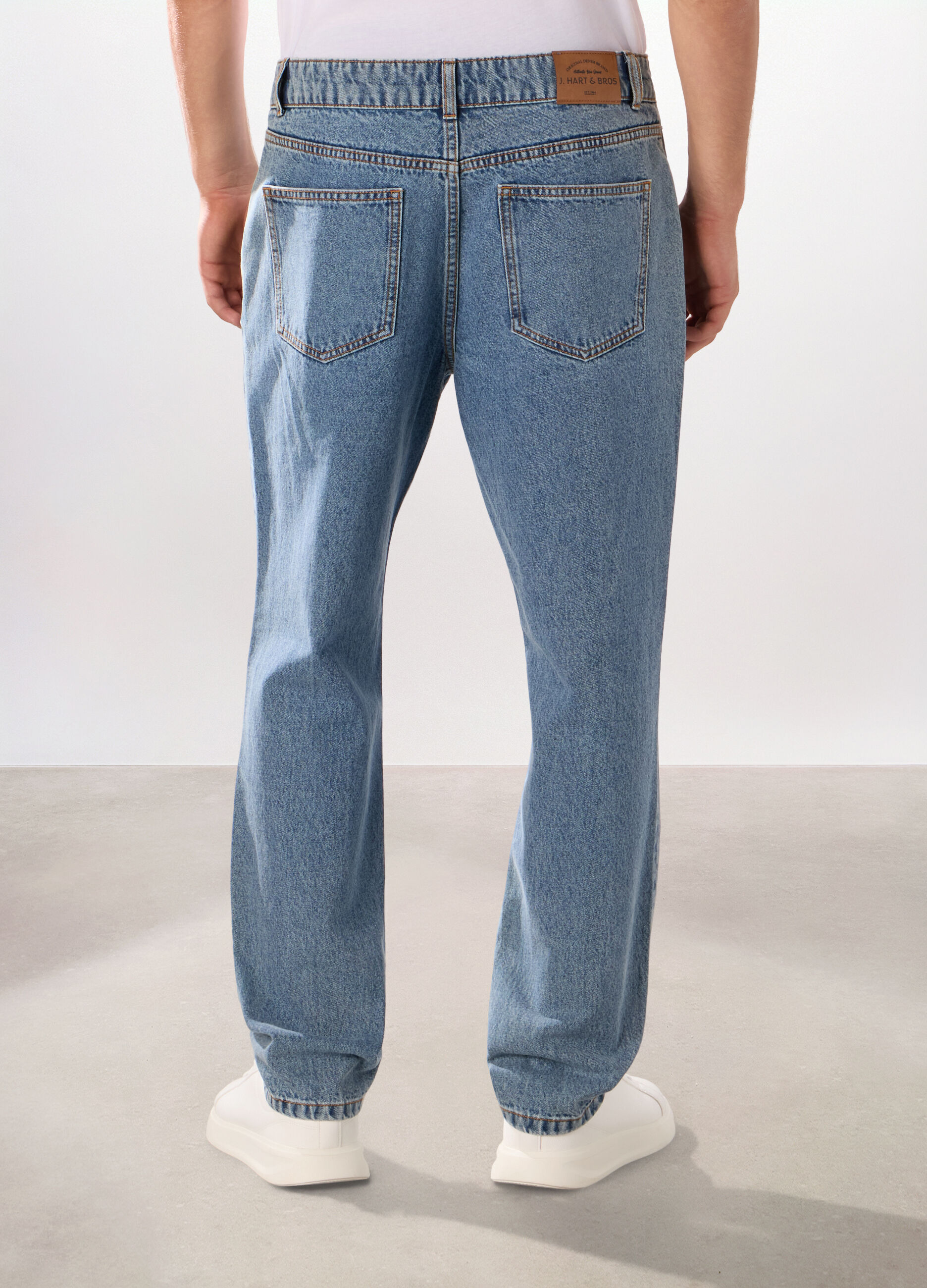 Jeans 5 tasche regular in denim di cotone uomo_2