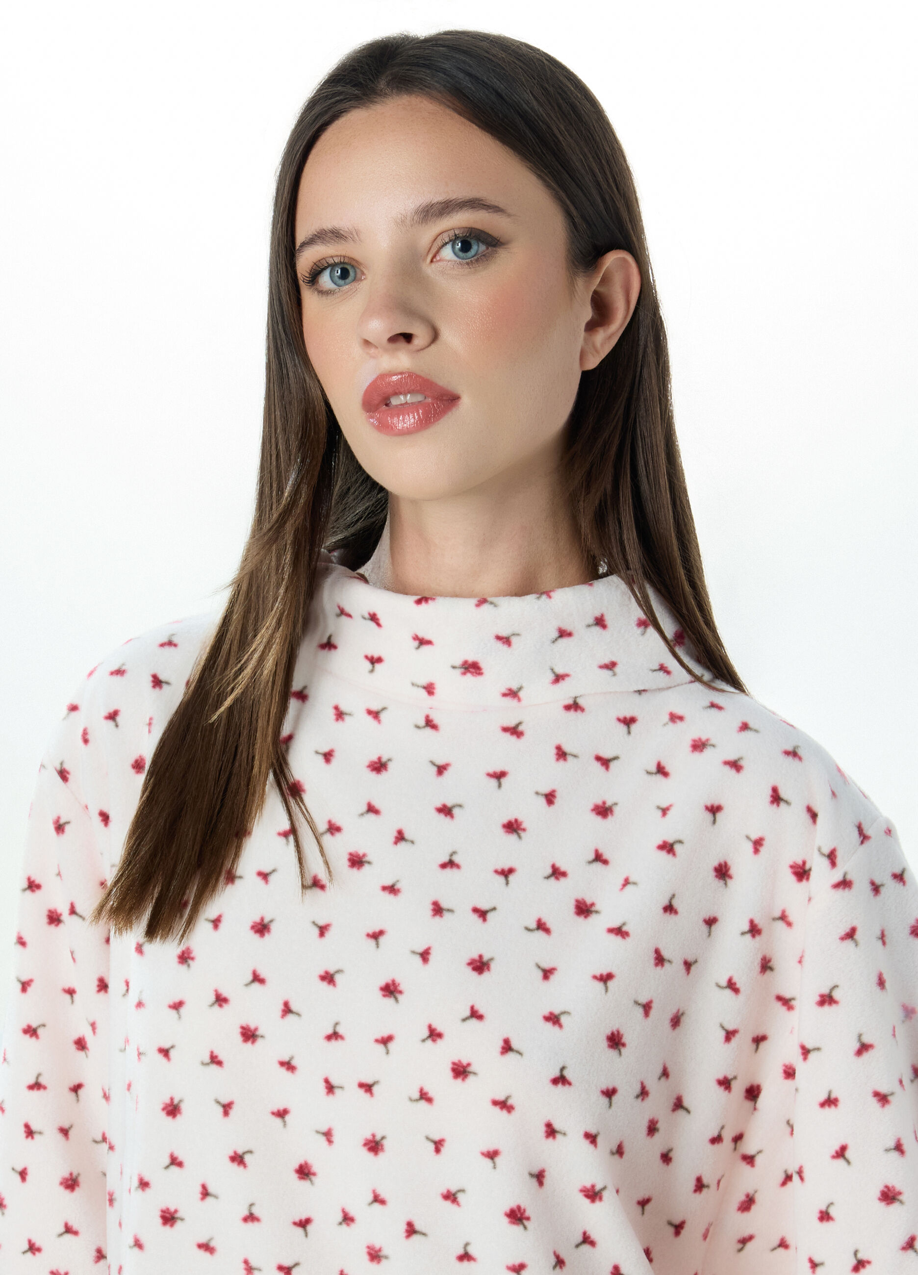 Top pigiama in coral fleece con maniche a 3/4 donna_2