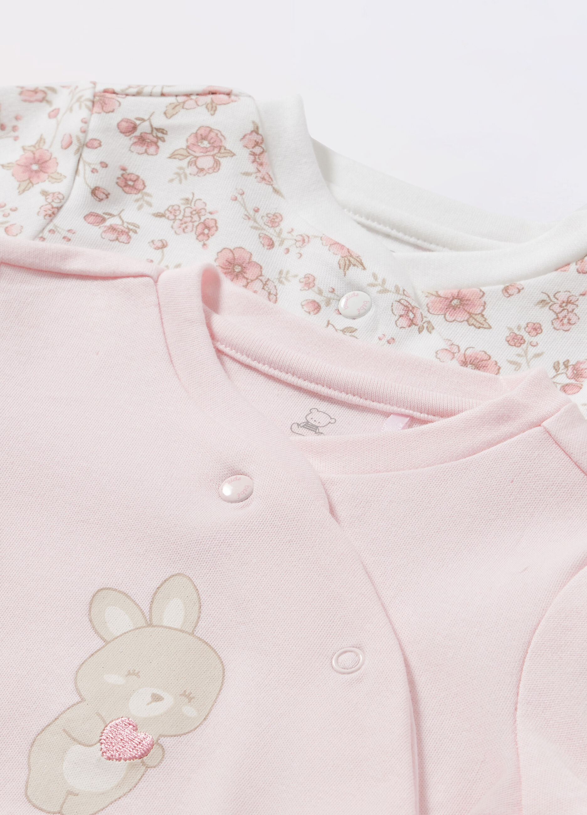Pack 2 t-shirt incrociate in interlock di puro cotone neonata_1