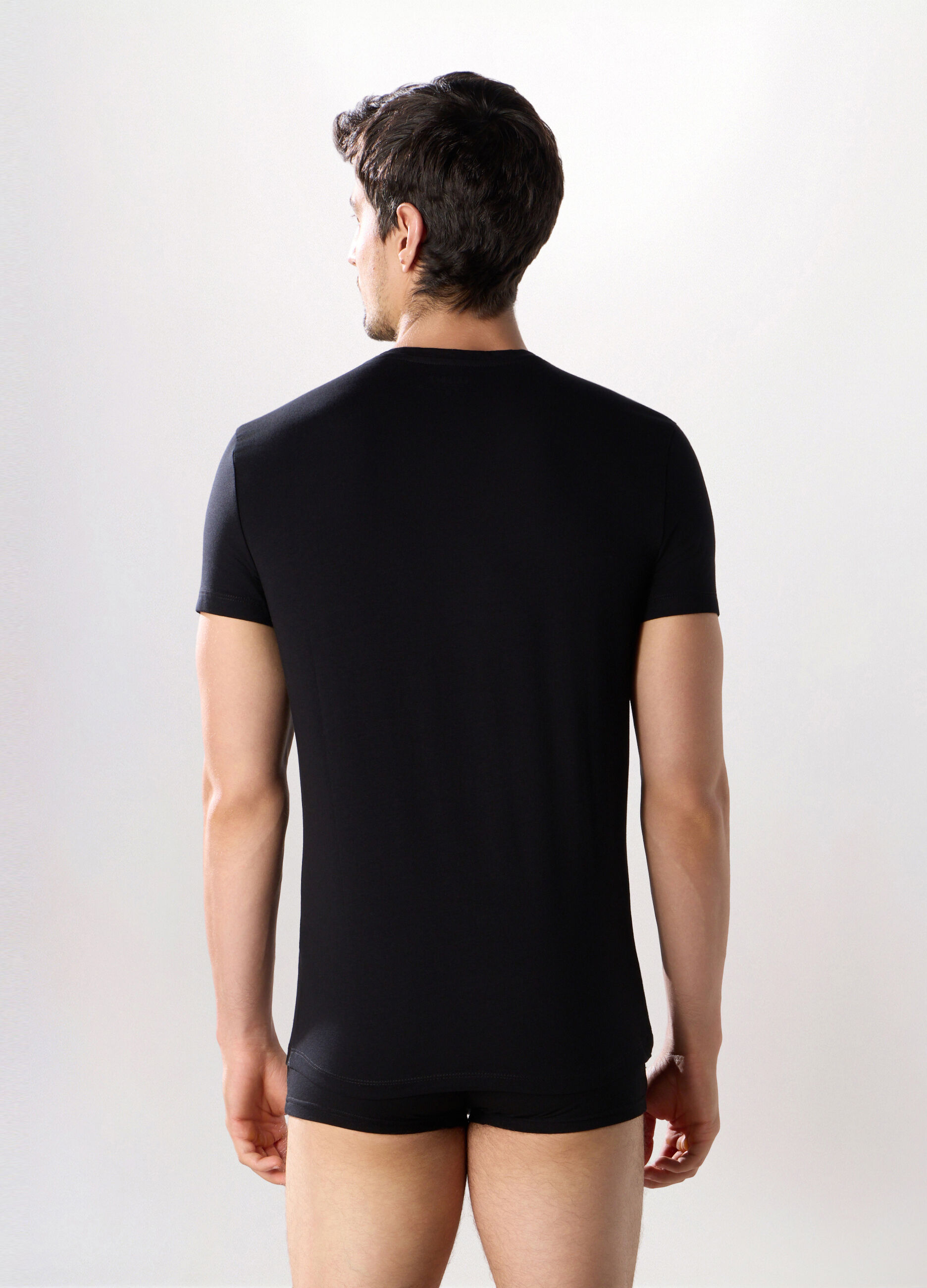 T-shirt girocollo in cotone stretch uomo_1