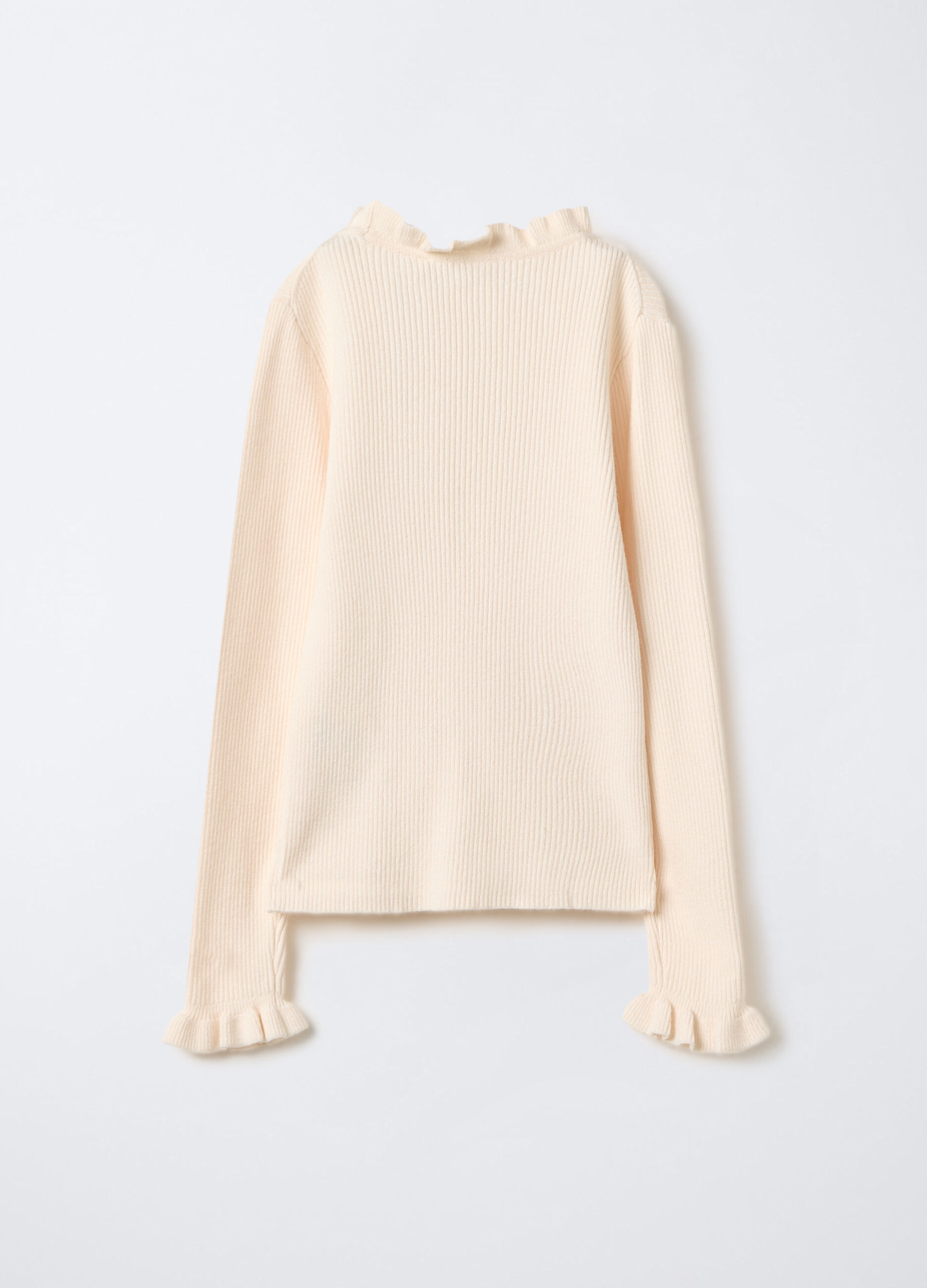 Maglia girocollo in costina misto viscosa bambina_1