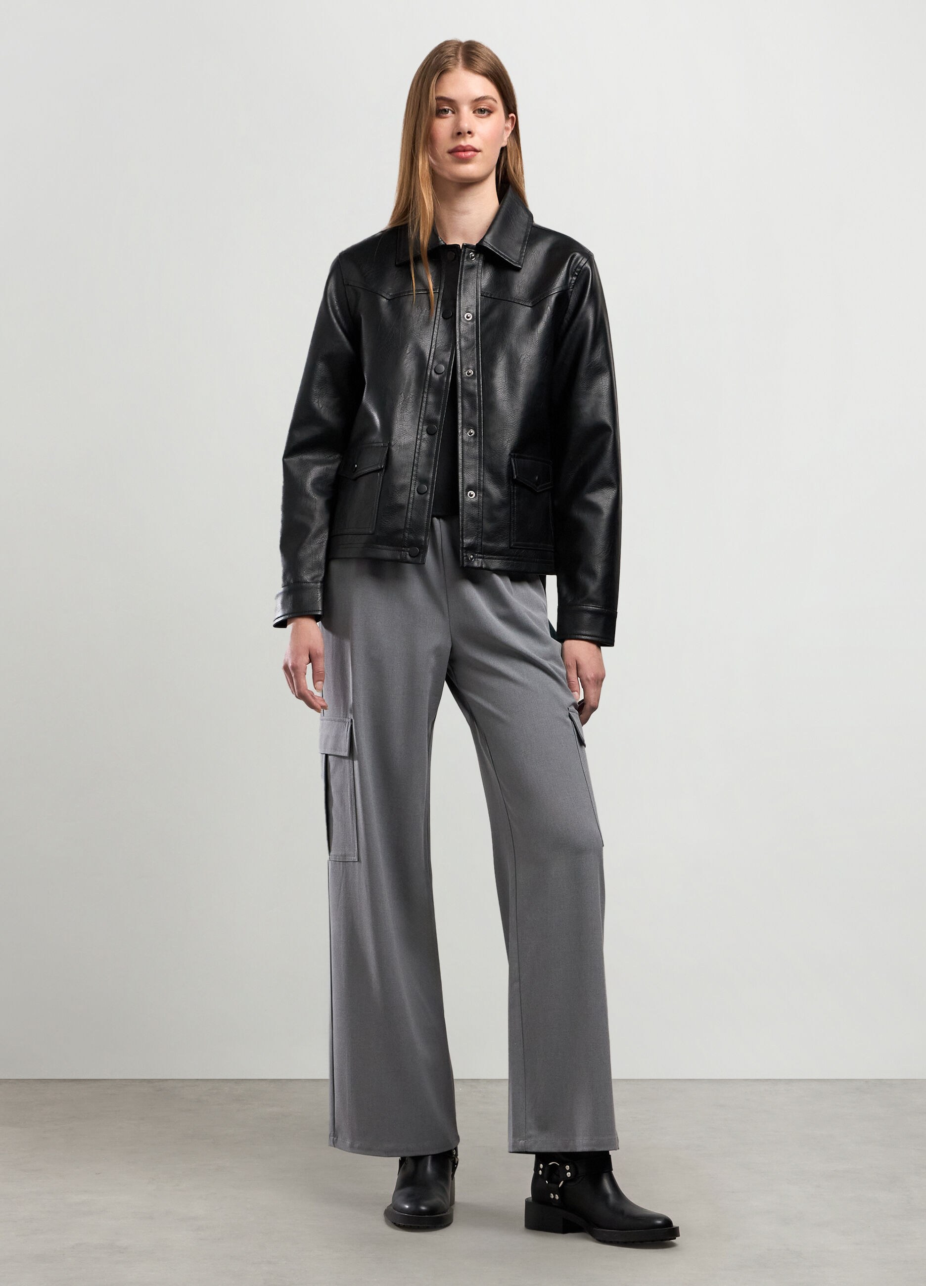 Giacca in eco pelle donna_0