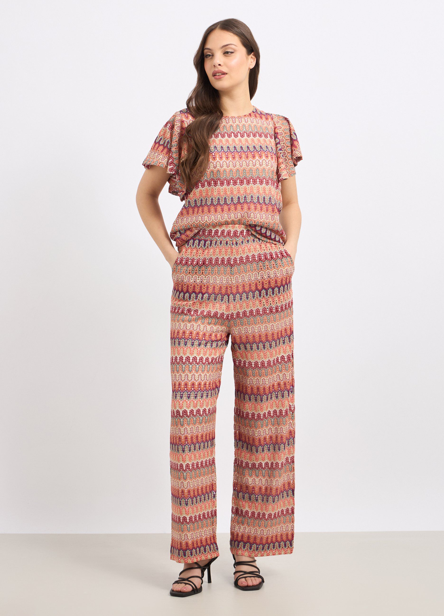 Pantaloni con lavorazione jacquard multicolor donna_0